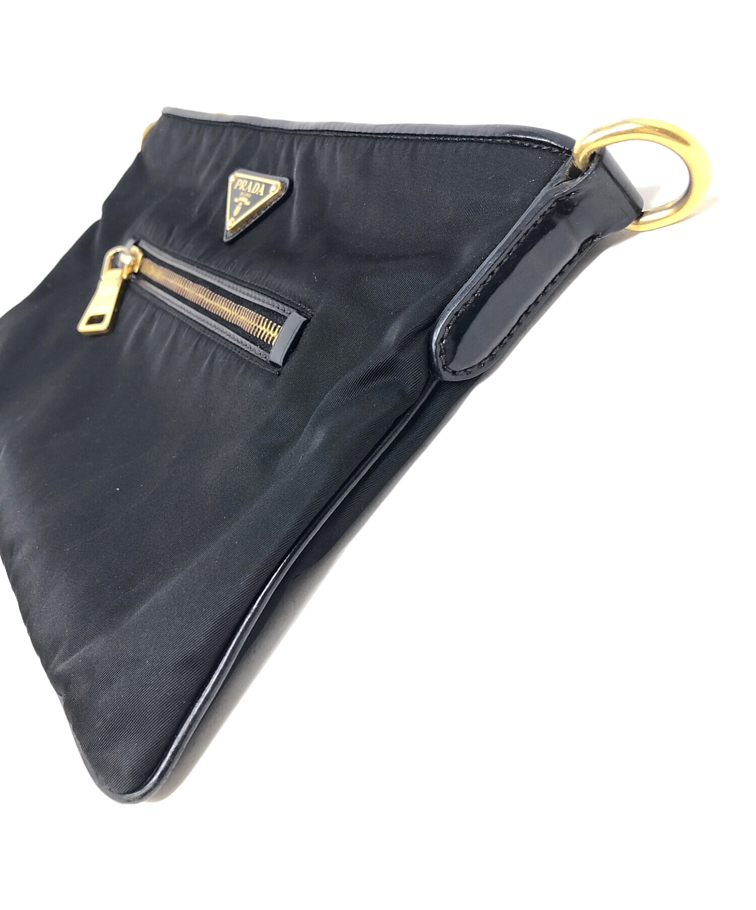 中古・古着通販】PRADA (プラダ) ナイロンクラッチバッグ ブラック 