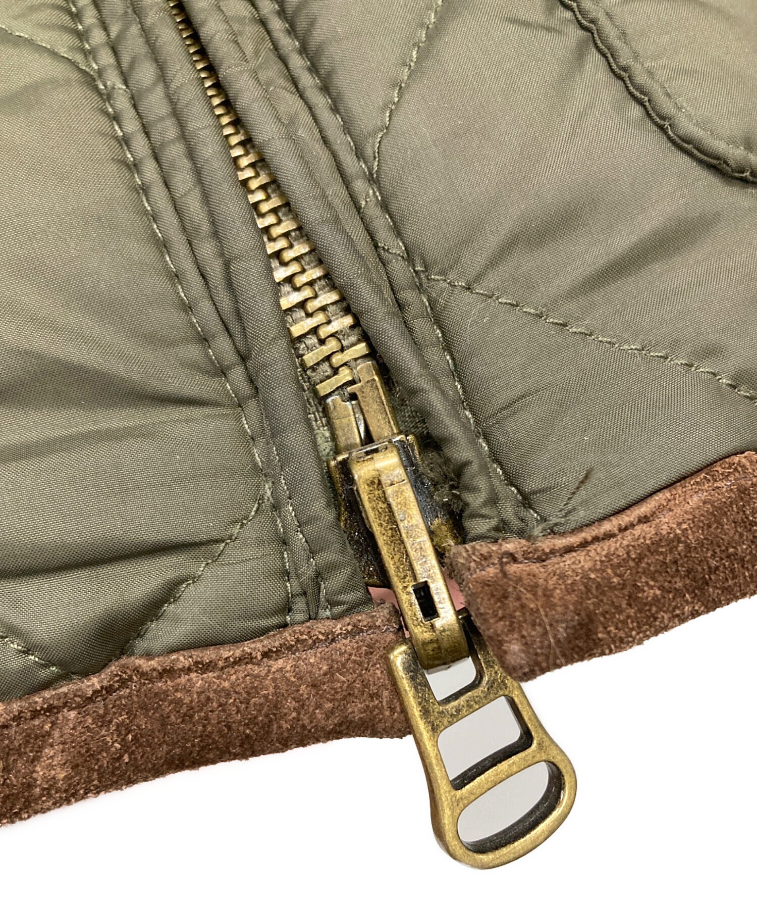 Ralph Lauren カーキ キルティングジャケット L相当　スエード牛革 POLO RALPH LAUREN（ポロ・ラルフローレン） ポロ ラルフローレン