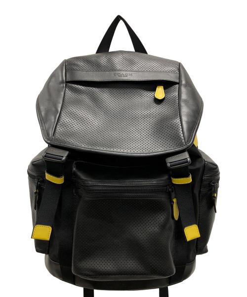 【美品】コーチ/ナイロン×レザーバックパック/パーフォレイテッド/ブラック/本革 中古・古着通販】COACH (コーチ) リュック パーフォレイテッド