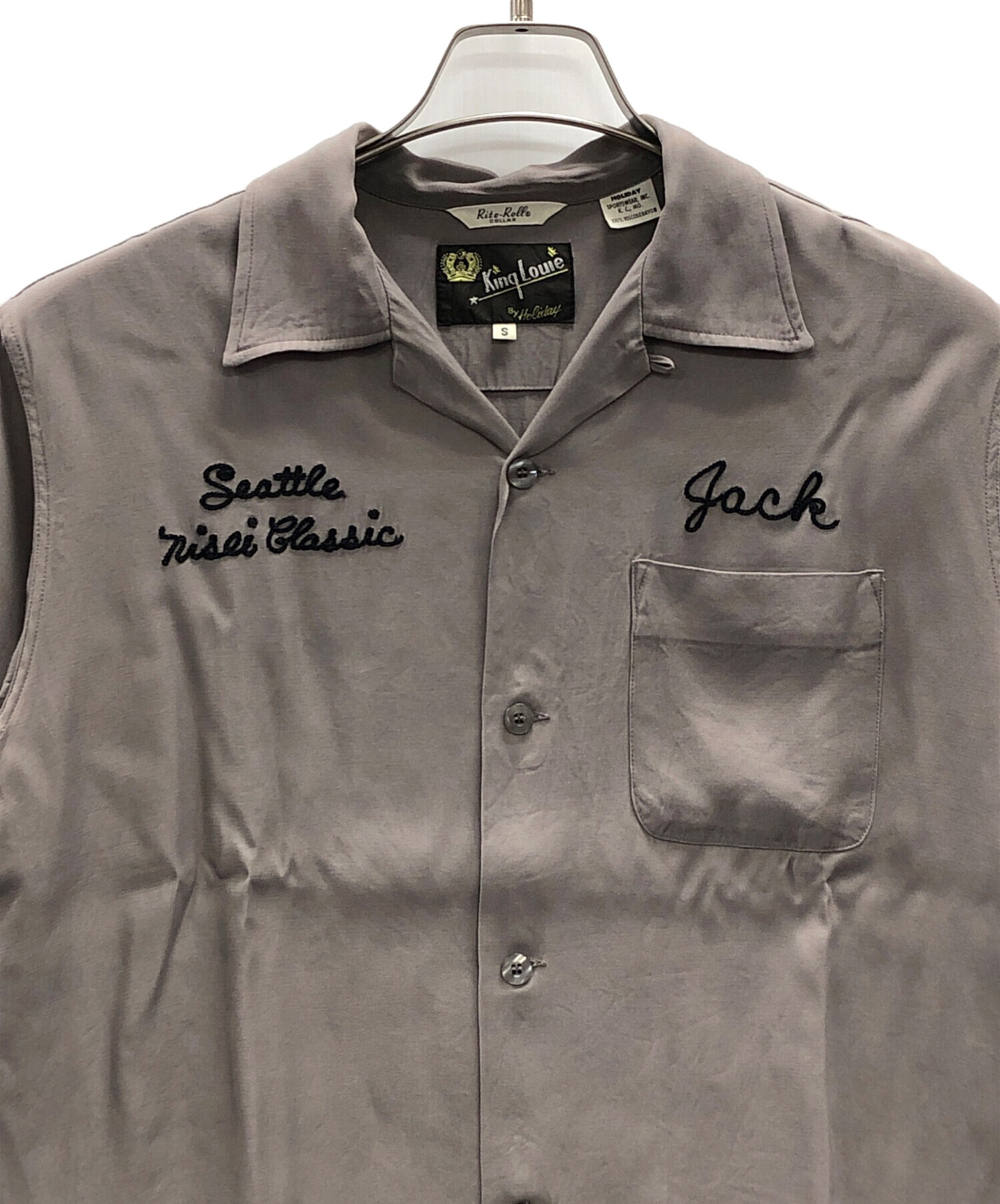 60'S KING LOUIE レーヨン 半袖 無地 ボーリングシャツ グレー 60'S KING LOUIE レーヨン 半袖 無地 ボーリングシャツ グレー 60'S