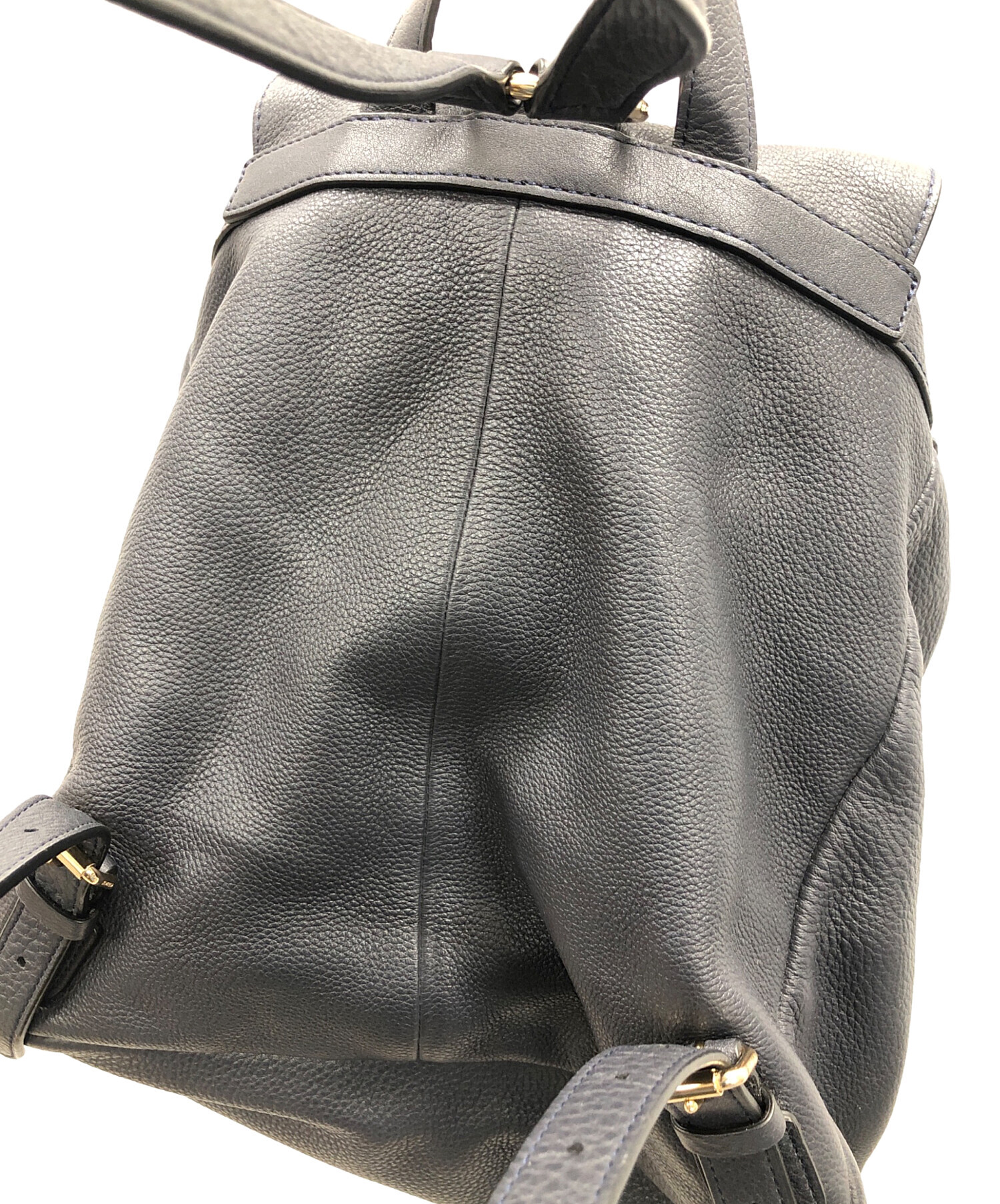 中古・古着通販】COACH (コーチ) レザーリュック ネイビー サイズ:実寸 