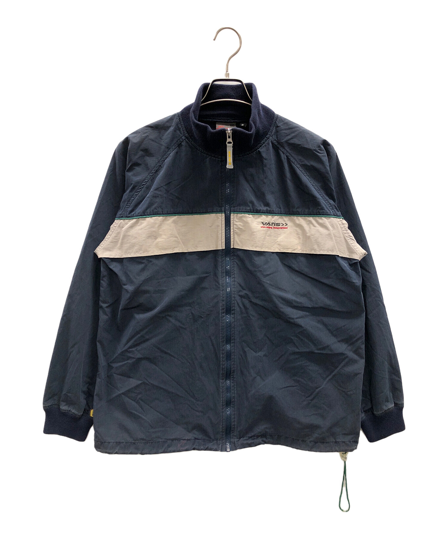 90s バンズ VANS ナイロン コーチジャケット プリント ネイビー L 中古・古着通販】VANS (バンズ) ナイロンジャケット ネイビー×グレー