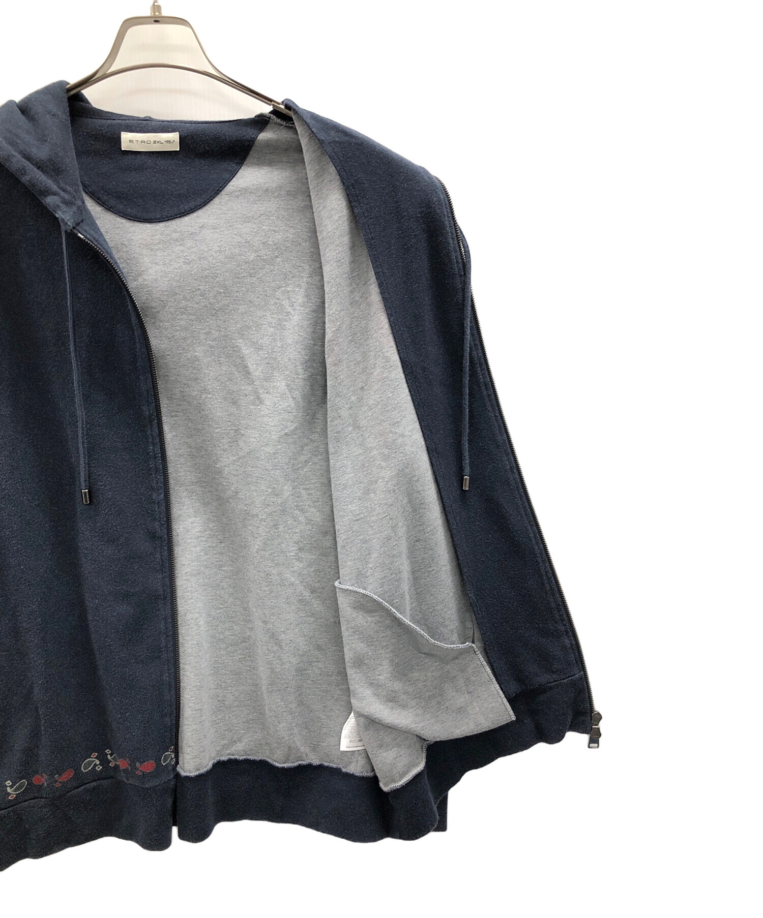 ETRO エトロ パーカー M 紺 【古着】【中古】【送料無料】 中古・古着通販】ETRO (エトロ) ジップパーカー ブルー サイズ:2XL