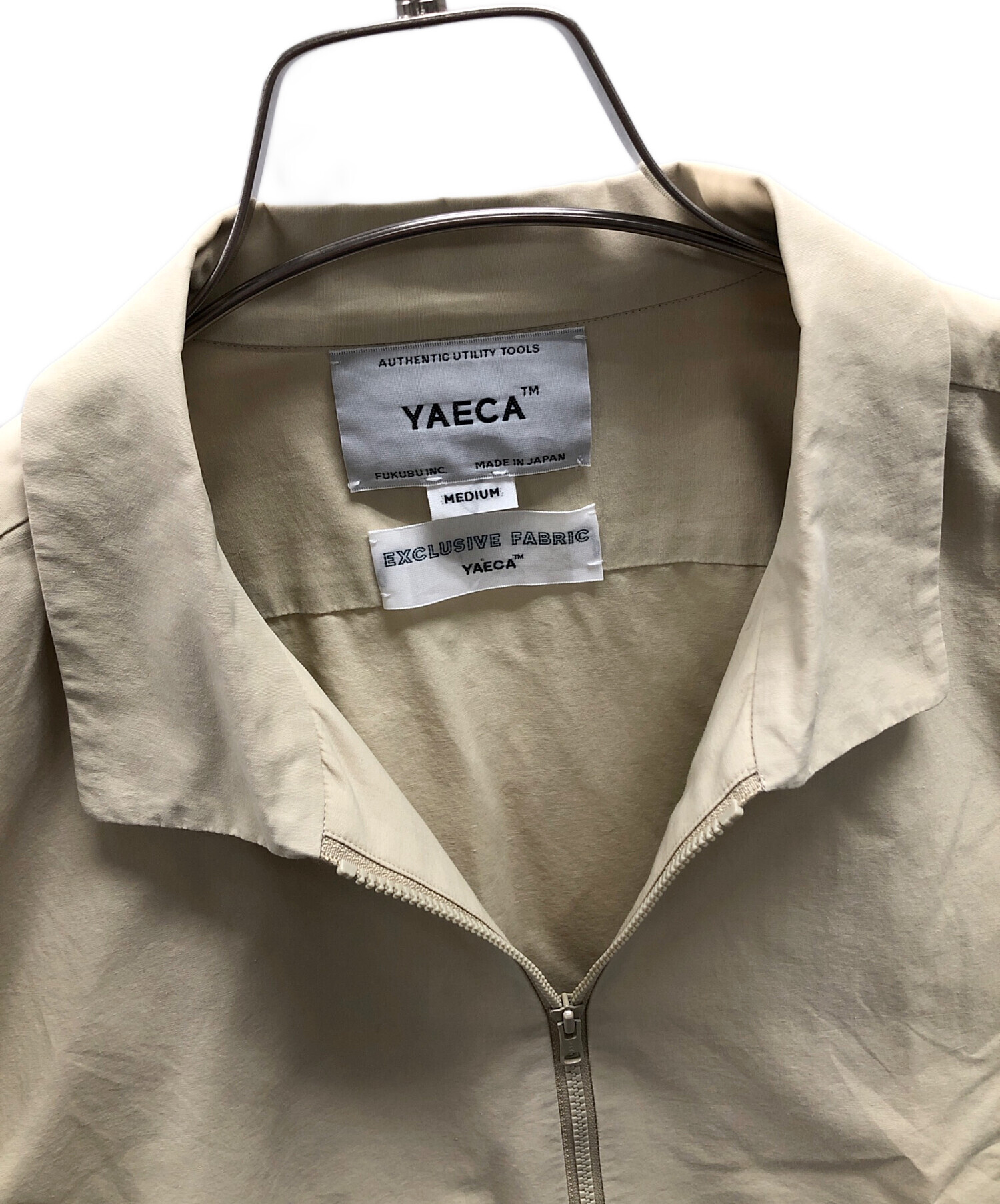 中古・古着通販】YAECA (ヤエカ) クロスジップシャツ ベージュ サイズ 