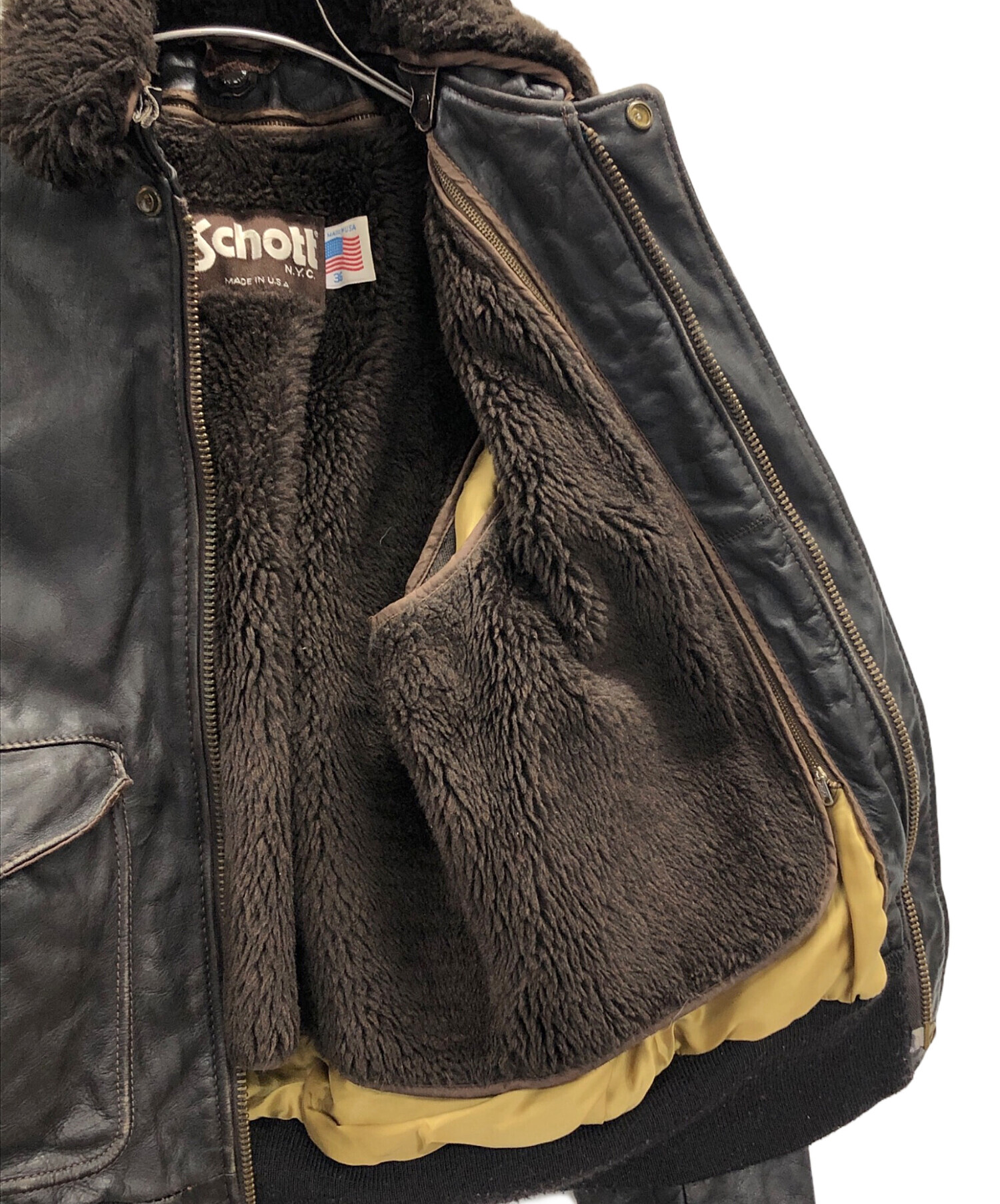 中古・古着通販】Schott (ショット) レザージャケット ブラウン サイズ 