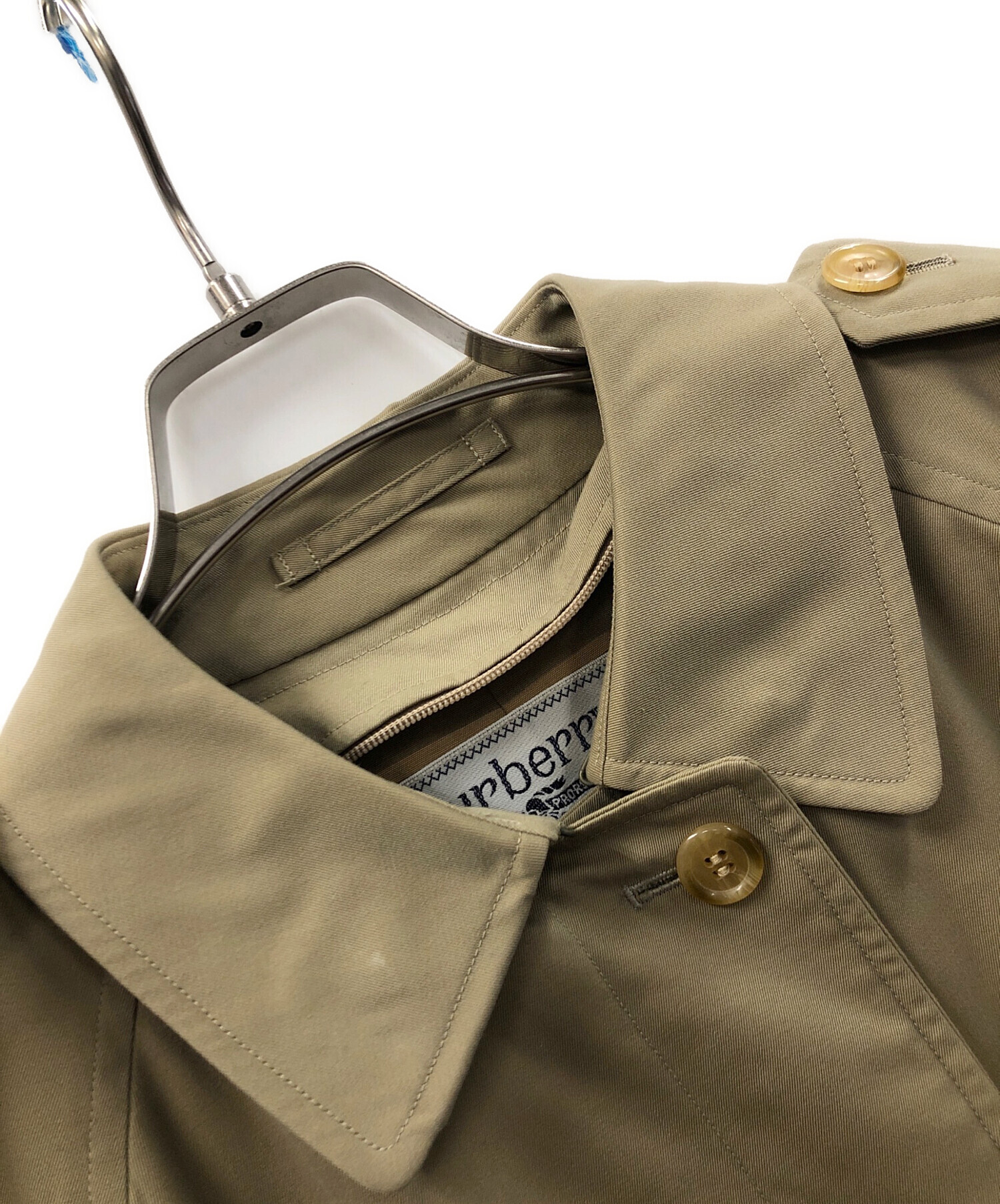 【美品】BURBERRY ステンカラーコート カーキ　レディース 11AB3 中古・古着通販】BURBERRY (バーバリー) ステンカラーコート カーキ