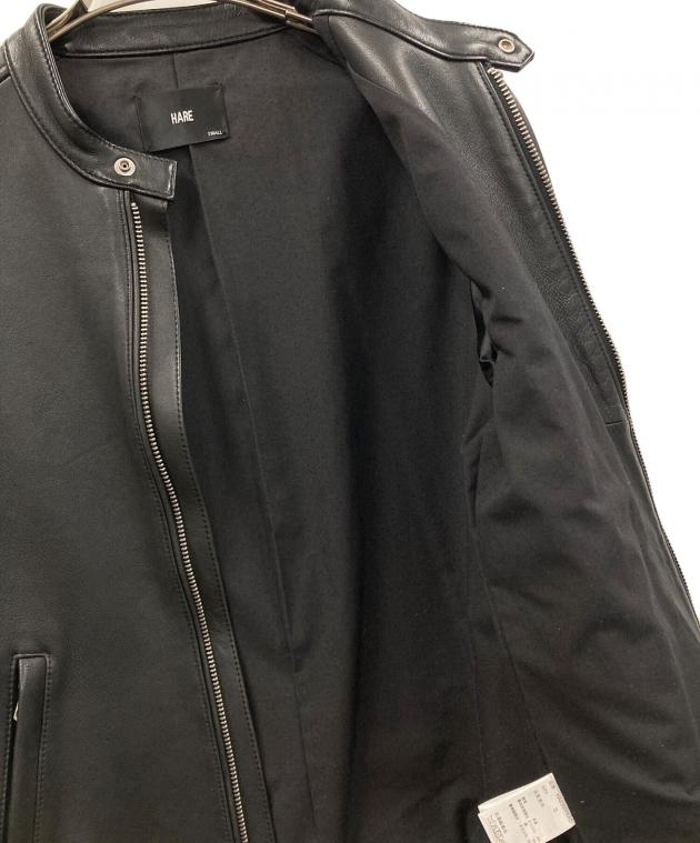 美品 HARE 羊革 ラムレザー シングルライダースジャケット SMALL 黒 中古・古着通販】HARE (ハレ) ラムレザーシングルライダースジャケット