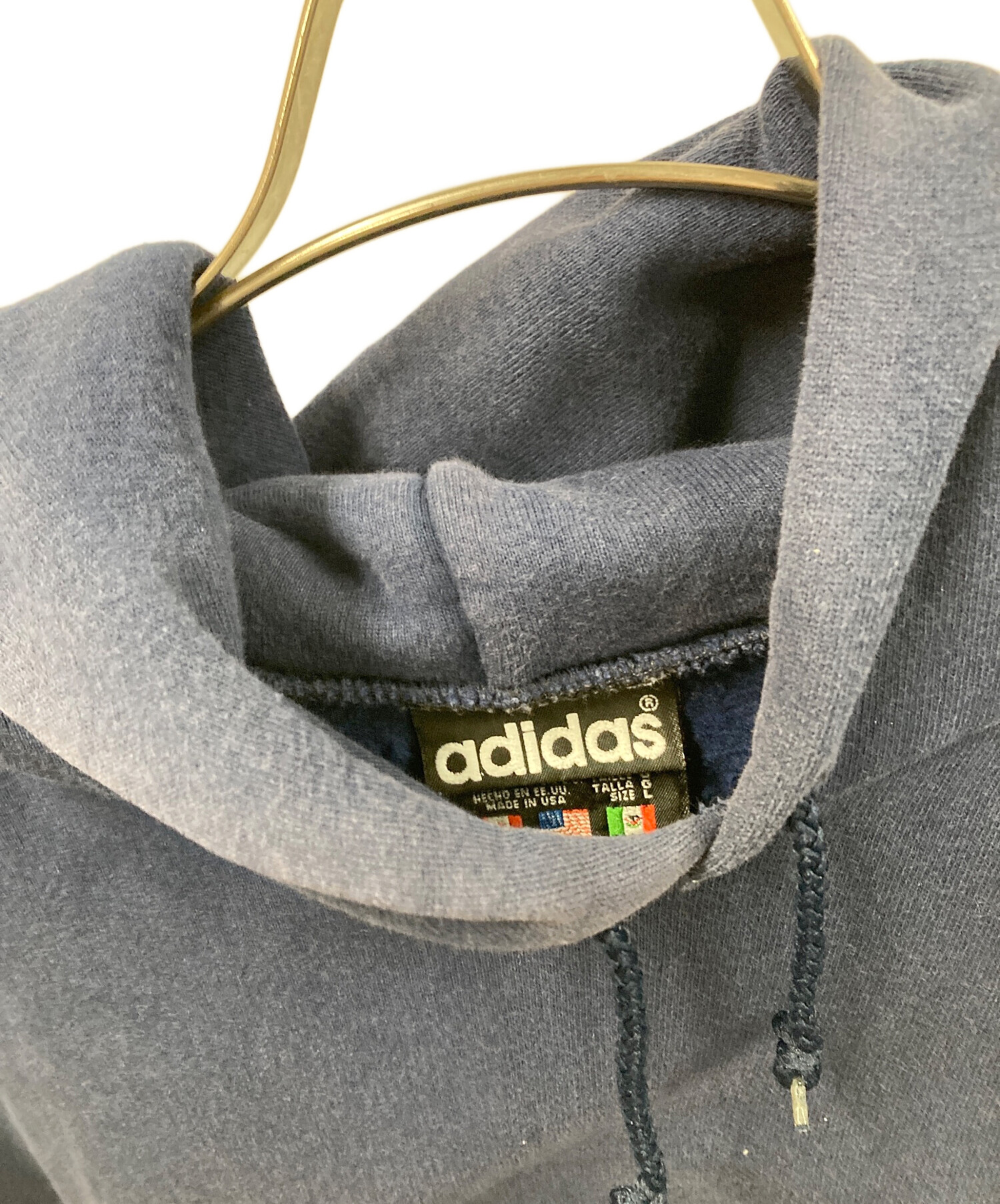 中古・古着通販】adidas (アディダス) プルオーバーパーカー ネイビー