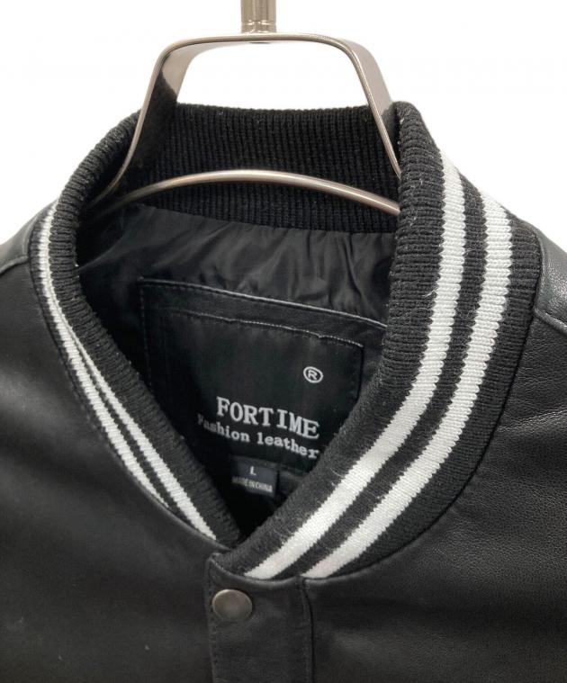 中古・古着通販】FORTIME (フォータイム) レザーブルゾン ブラック