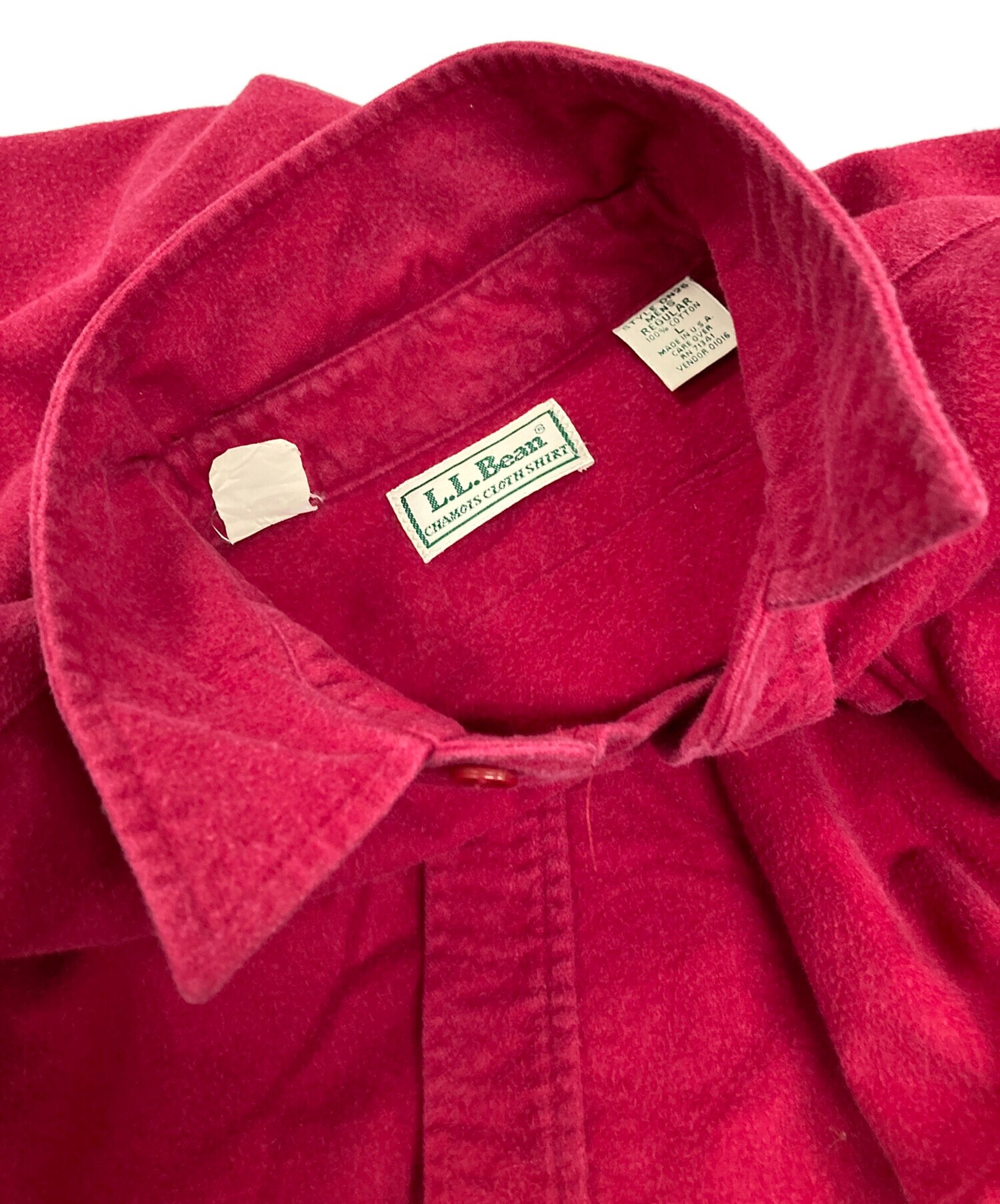 60s USA製 LLBeanコットンシャモアクロスシャツ レッド M ss35 L.L.Bean(エルエルビーン) / 60s/シャモアクロスシャツ/長袖シャツ/RED