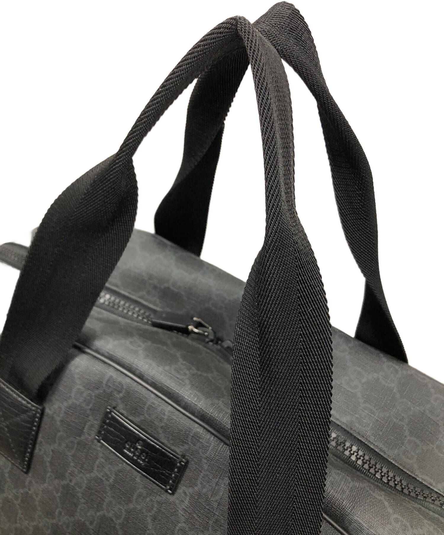 未使用級 GUCCI 2way ボストンバッグ GG ナイロン レザー ブラック グッチ GGナイロン ナイロンxレザー 2WAYボストンバッグ ブラック