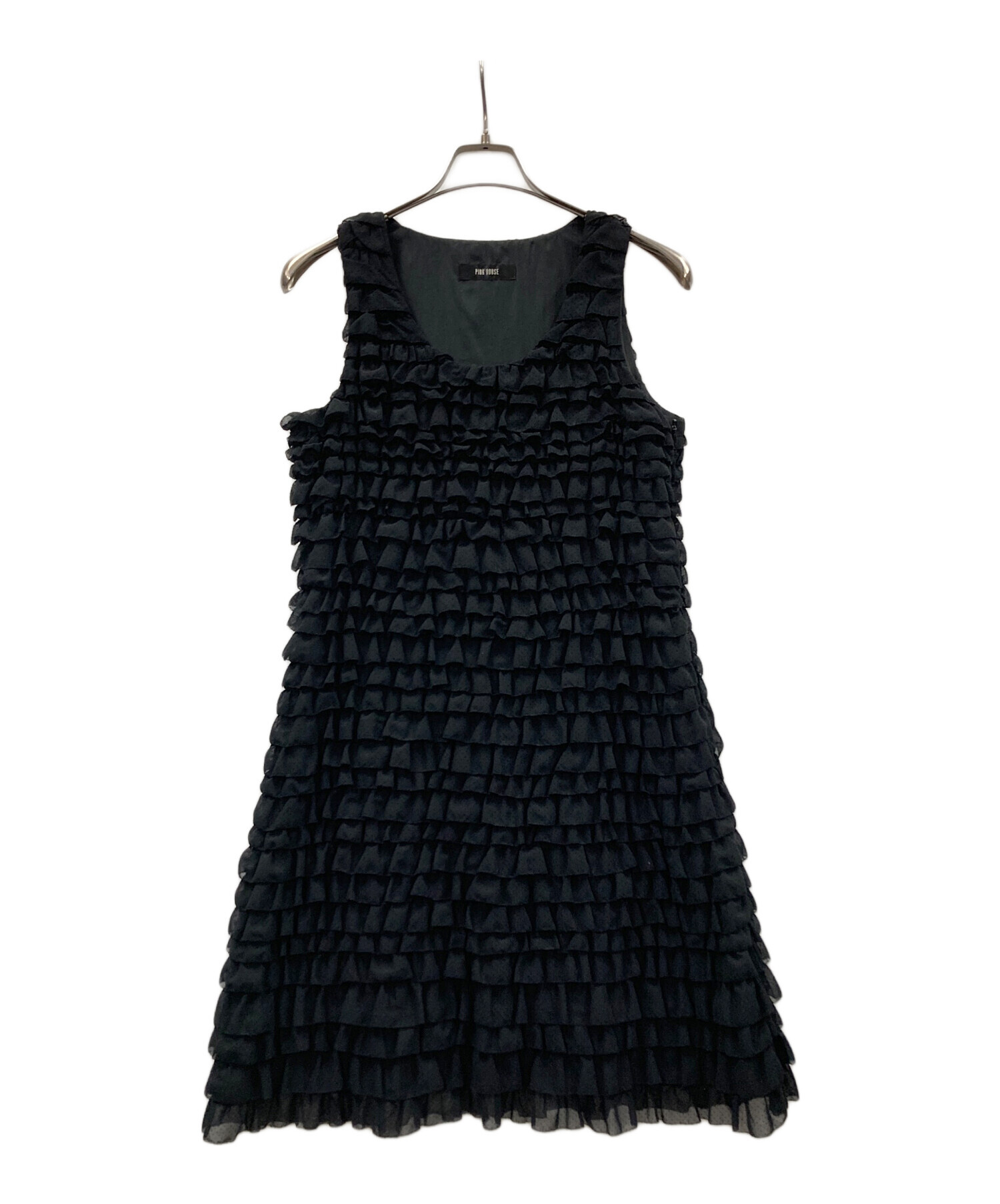 PINK HOUSE ブラック ノースリーブ チュニックワンピース 中古・古着通販】PINK HOUSE (ピンクハウス) ノースリーブワンピース