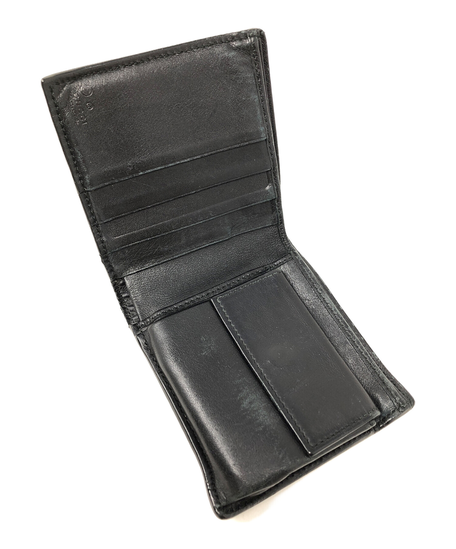 未使用級✨グッチ レザー 二つ折り財布 マイクロシマ ブラック メンズ