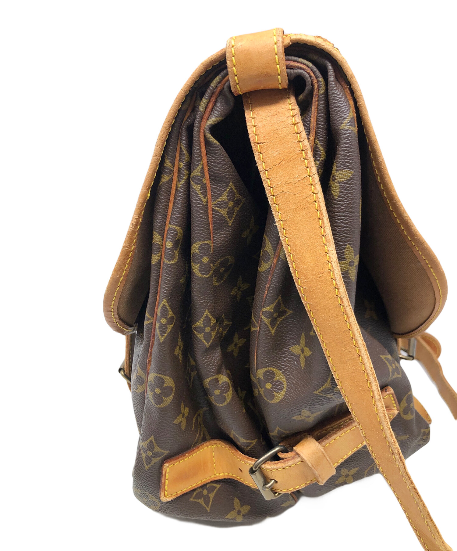 LOUIS VUITTON ルイヴィトン モノグラム ソミュール43 ショルダーバッグ M42252 ブラウン 内ポケットほつれ有 LOUIS VUITTON ルイヴィトン モノグラム ソミュール43 ショルダー