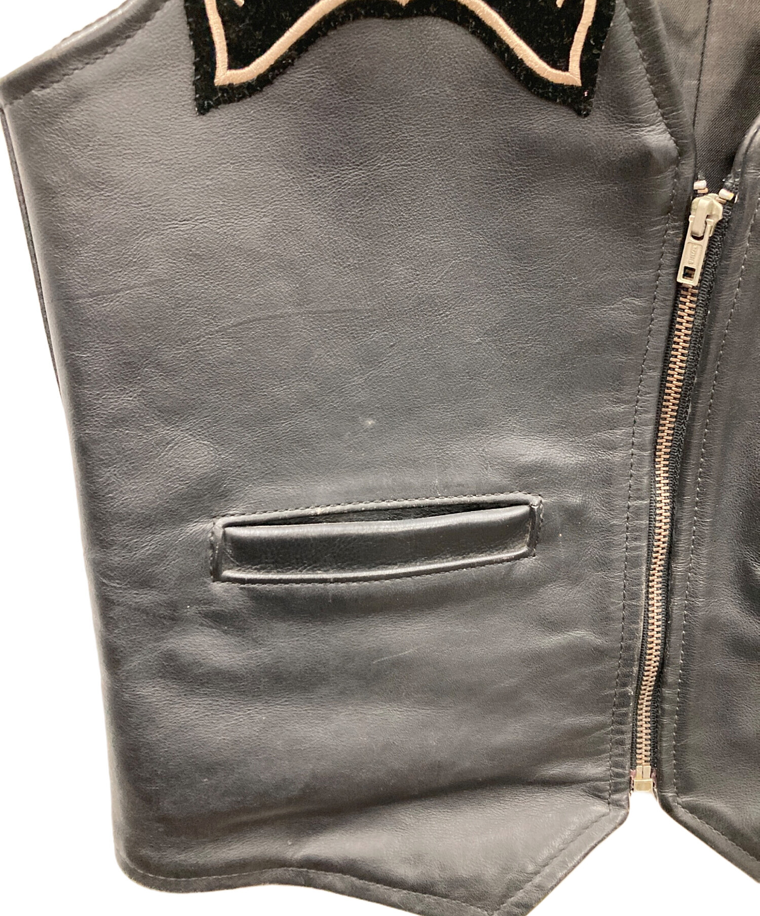 中古・古着通販】VANSON (バンソン) レザーベスト ブラック サイズ:38