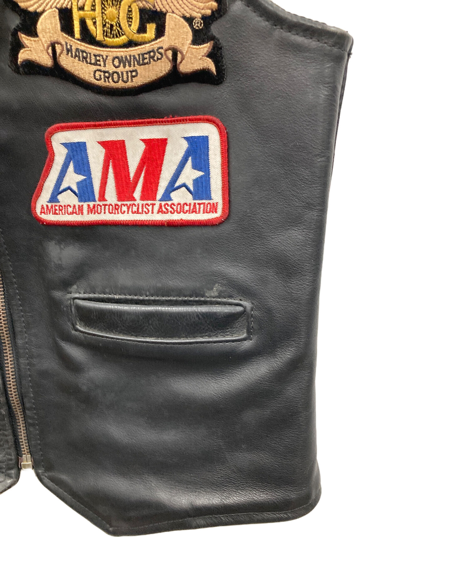 中古・古着通販】VANSON (バンソン) レザーベスト ブラック サイズ:38