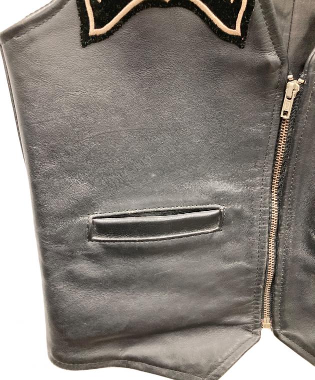 中古・古着通販】VANSON (バンソン) レザーベスト ブラック サイズ:38
