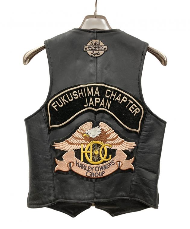 中古・古着通販】VANSON (バンソン) レザーベスト ブラック サイズ:38