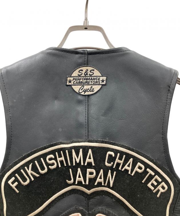 中古・古着通販】VANSON (バンソン) レザーベスト ブラック サイズ:38