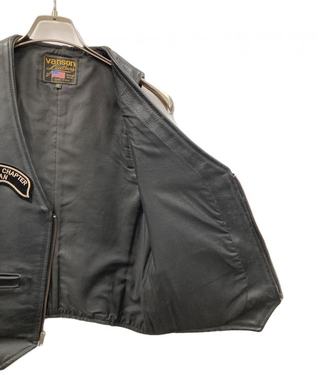 中古・古着通販】VANSON (バンソン) レザーベスト ブラック サイズ:38