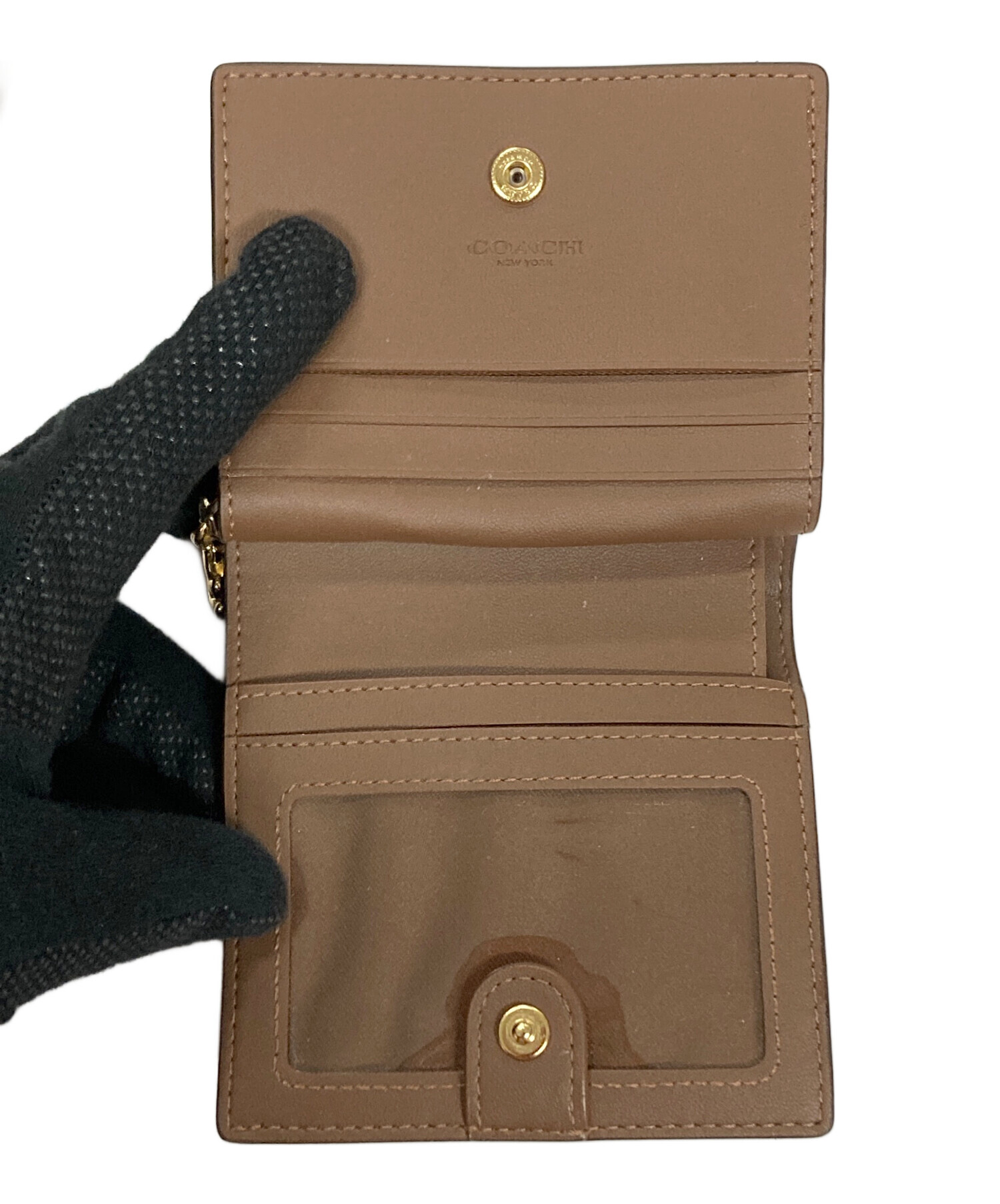 未使用品☆コーチ☆二つ 折り財布☆花柄 フラワー☆本革 レザー☆ベージュ系 2504007921606061_09_6522w.jpeg