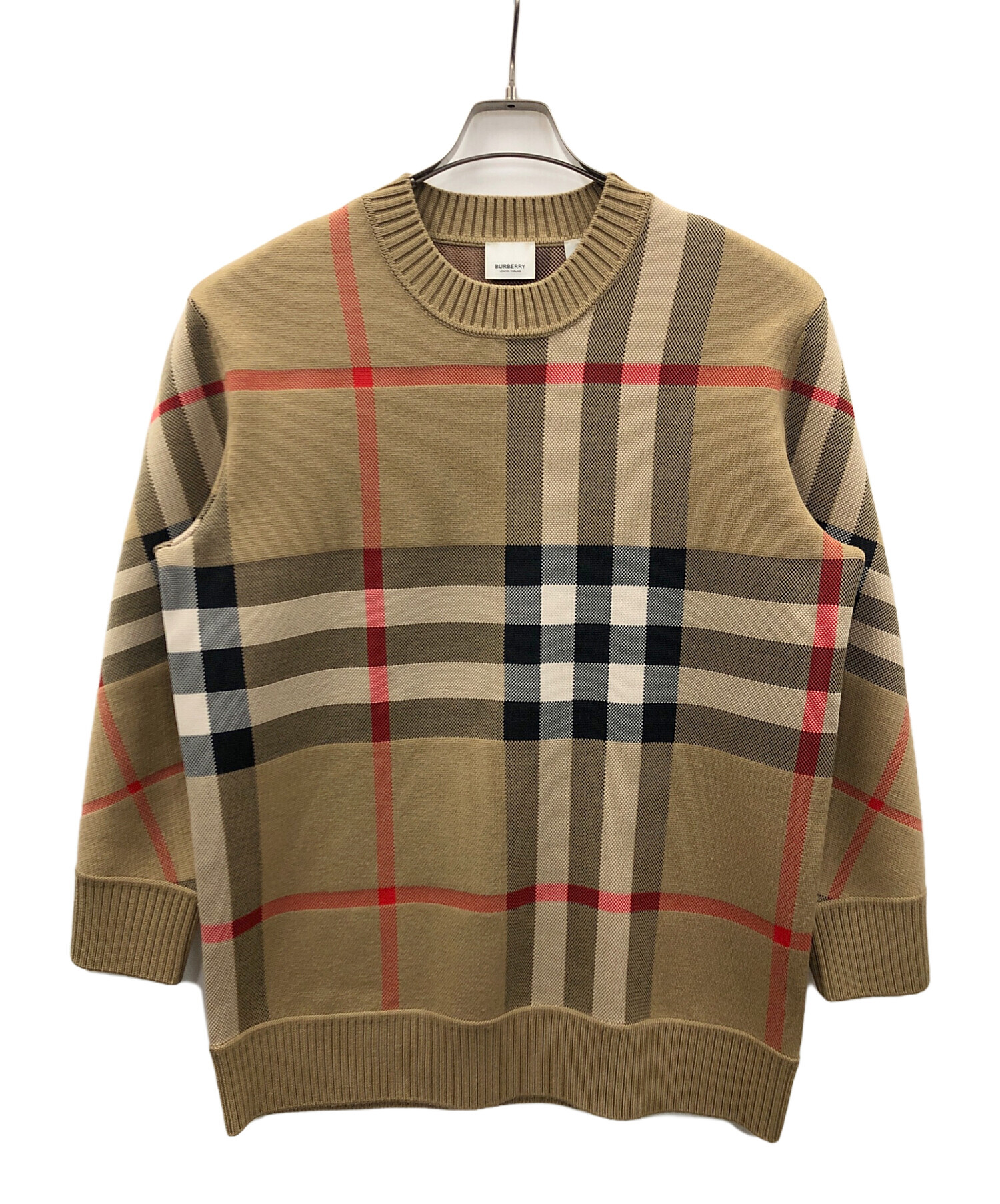 【tak】BURBERRY バーバリー レディース ニット チェック 中古・古着通販】BURBERRY (バーバリー) クルーネックニット CHECK