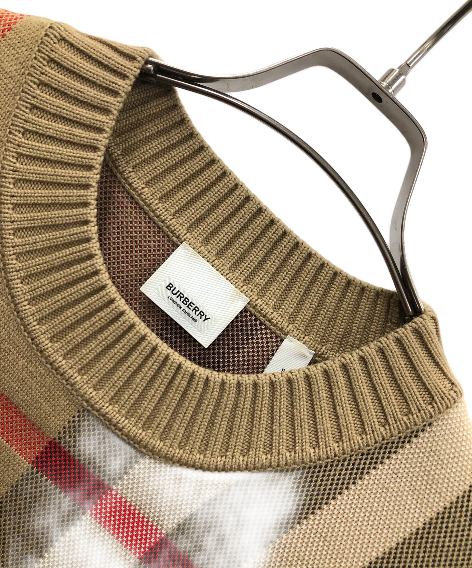 中古・古着通販】BURBERRY (バーバリー) クルーネックニット CHECK