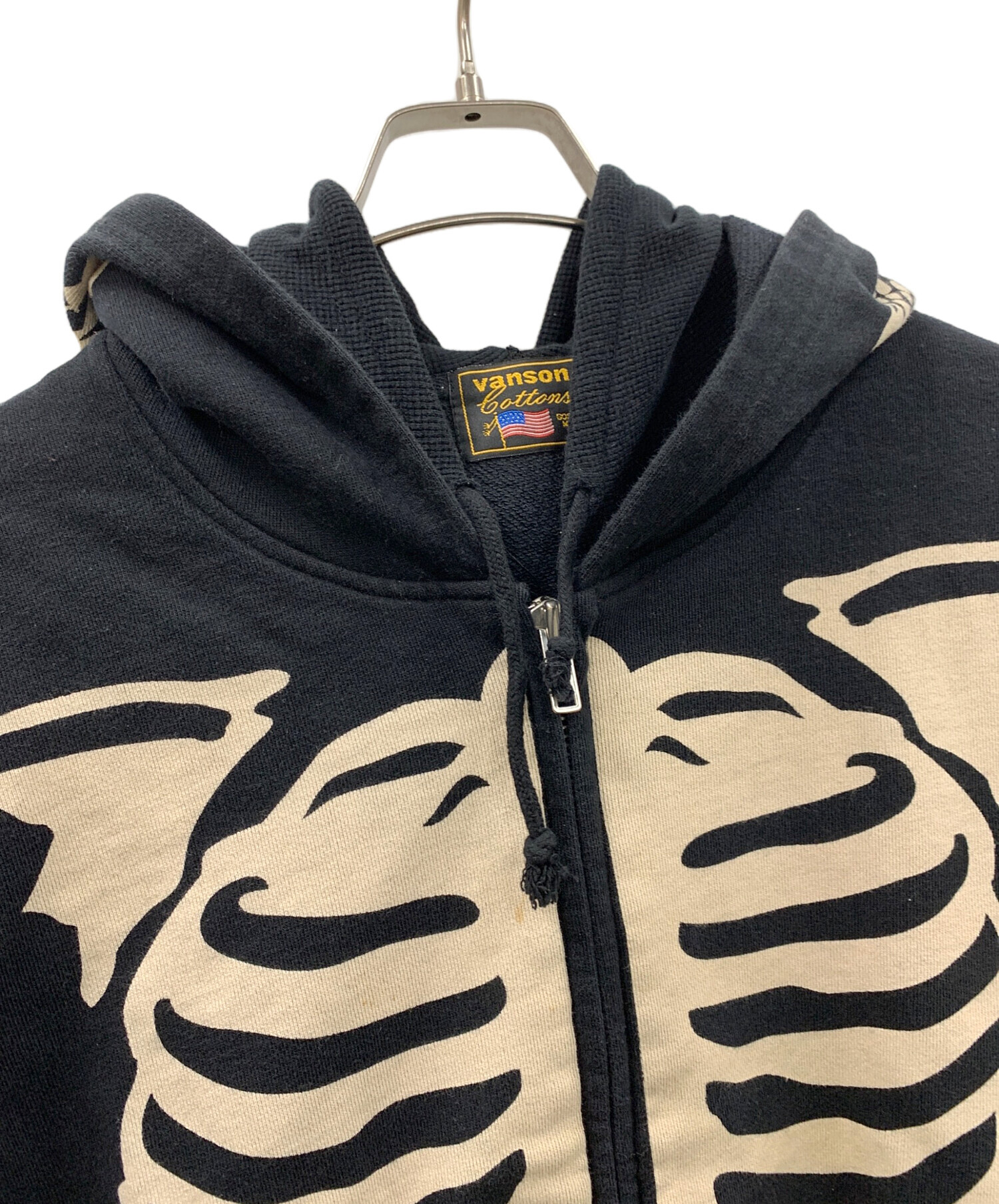 希少 VANSON スカル ジップパーカー フェイスマスク XL 2月8日まで限定価格】VANSON パーカー Мサイズ スカル フェイスマスク