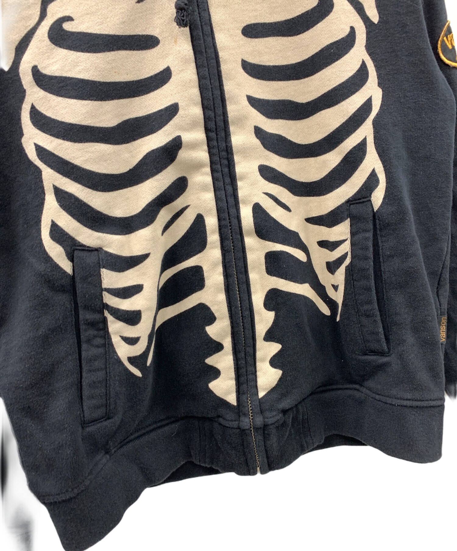 中古・古着通販】VANSON (バンソン) ジップパーカー スカル ブラック