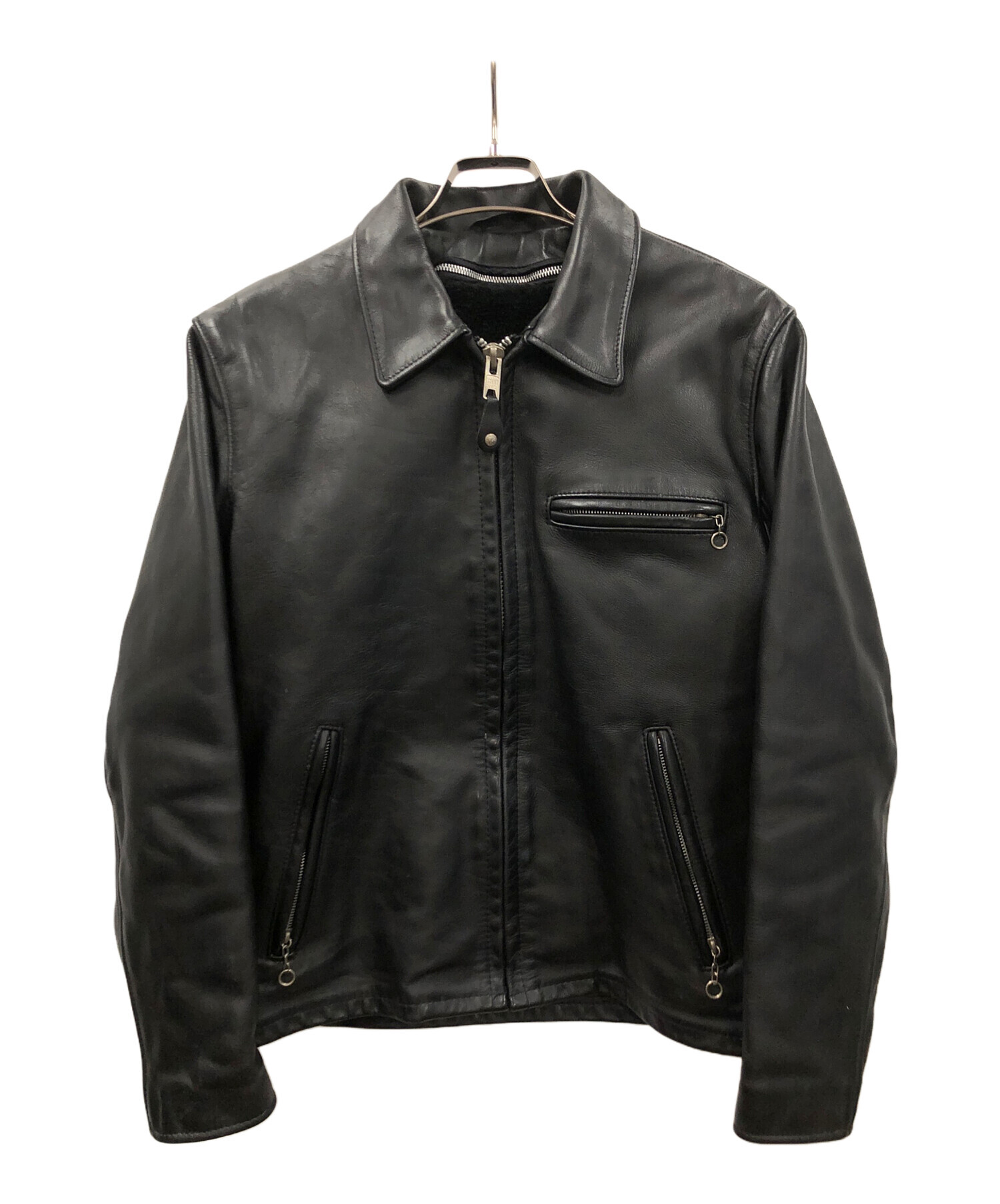 Schott シングルライダースジャケット M 黒 中古・古着通販】Schott (ショット) シングルライダースジャケット