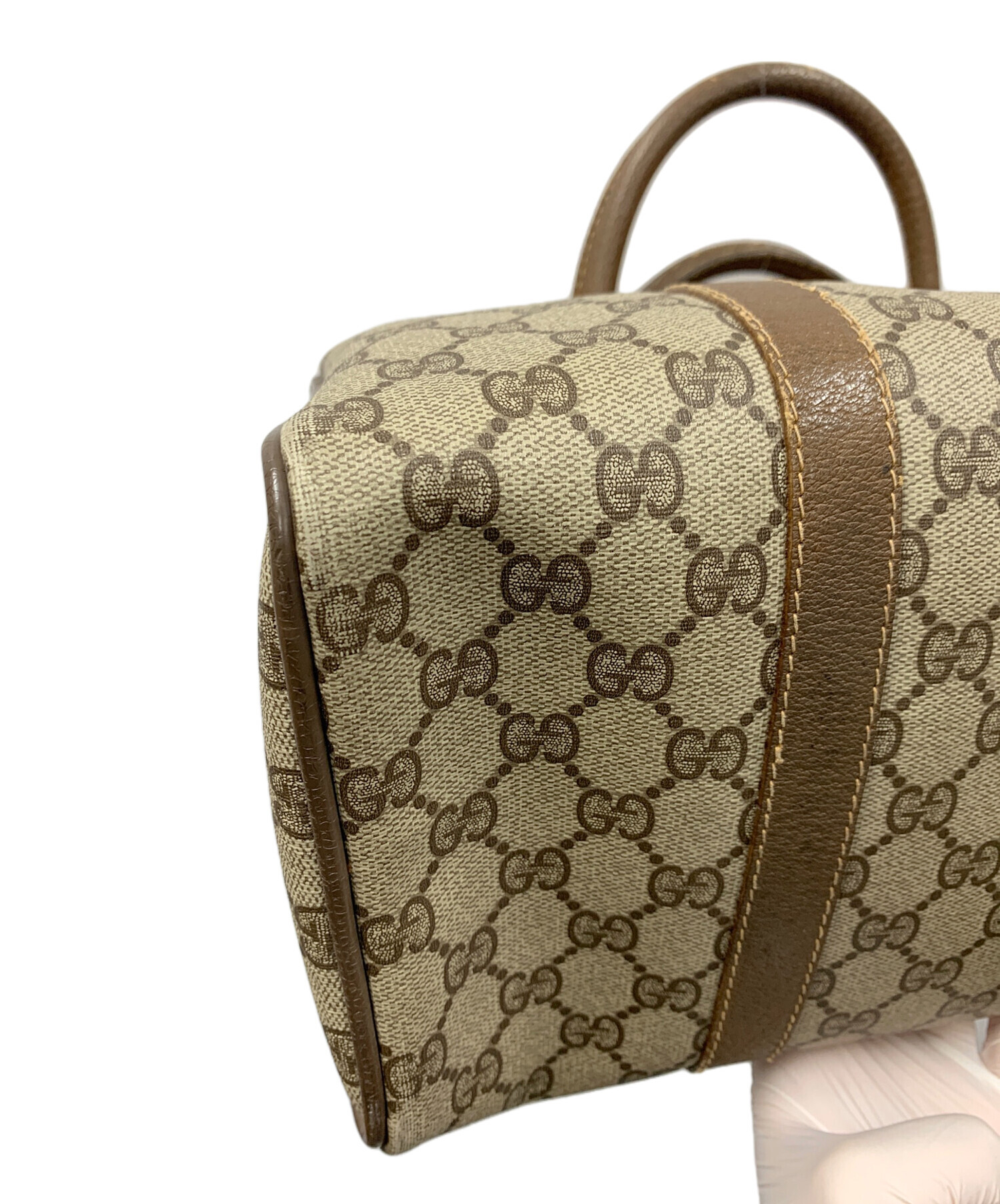 Gucci ボストンバッグ ベージュ/ブラウン 中型 中古・古着通販】GUCCI (グッチ) ボストンバッグ GG シェリーライン