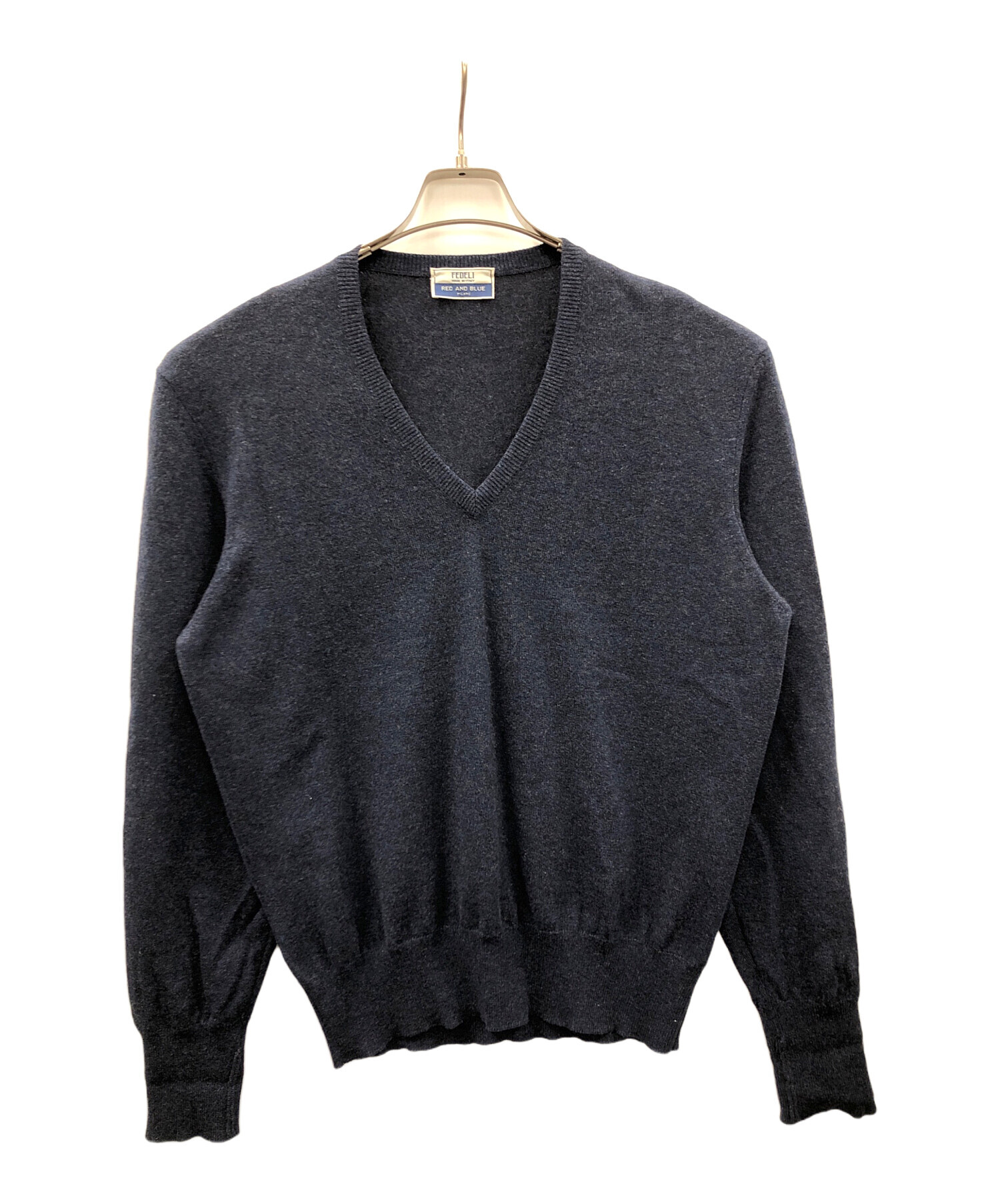 中古・古着通販】FEDELI (フェデーリ) Vネックニット ネイビー サイズ 