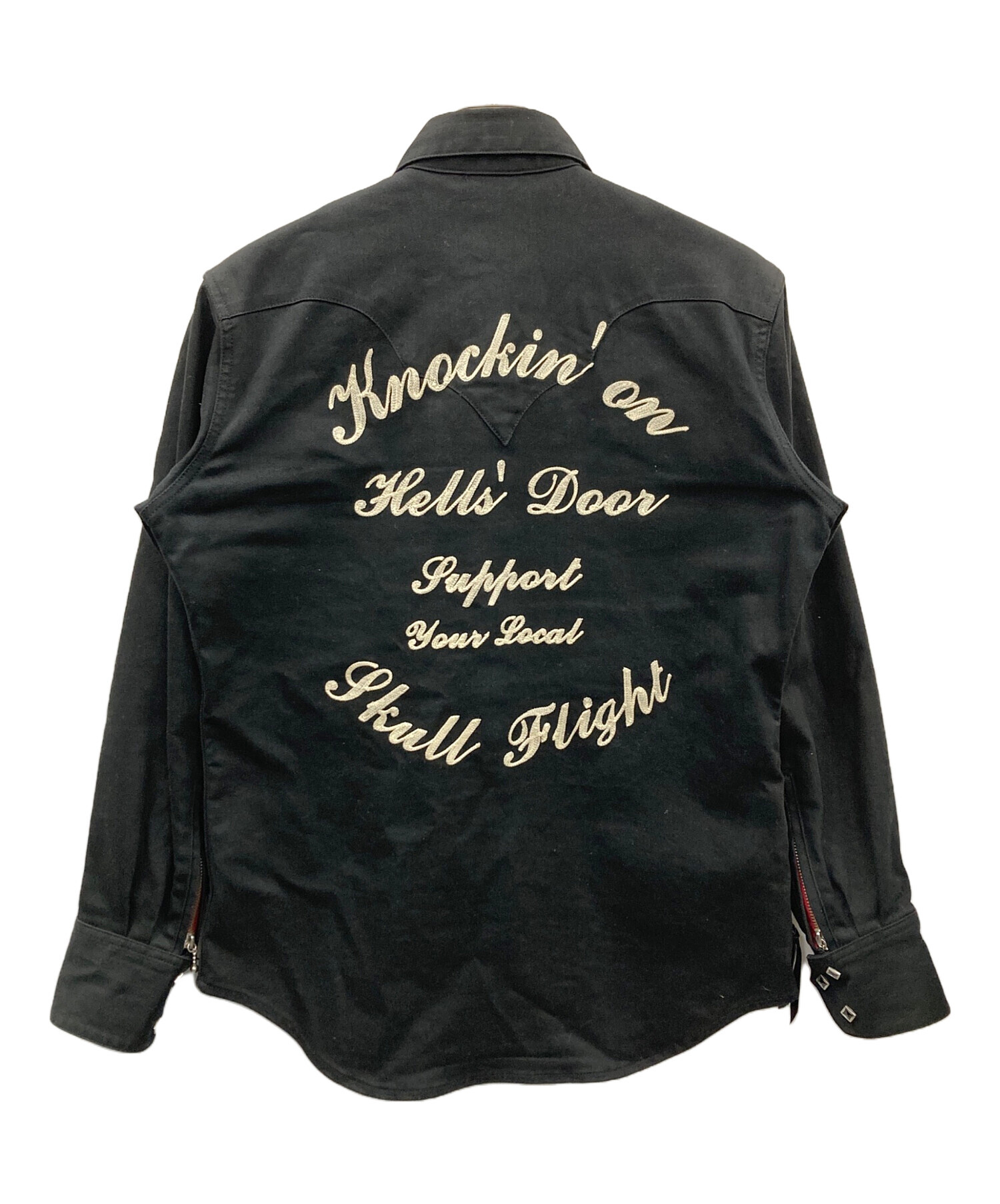 美品skull flightスカルフライト デニムウエスタンシャツ 刺繍LL42 中古・古着通販】SKULL FLIGHT (スカルフライト) ウエスタンシャツ
