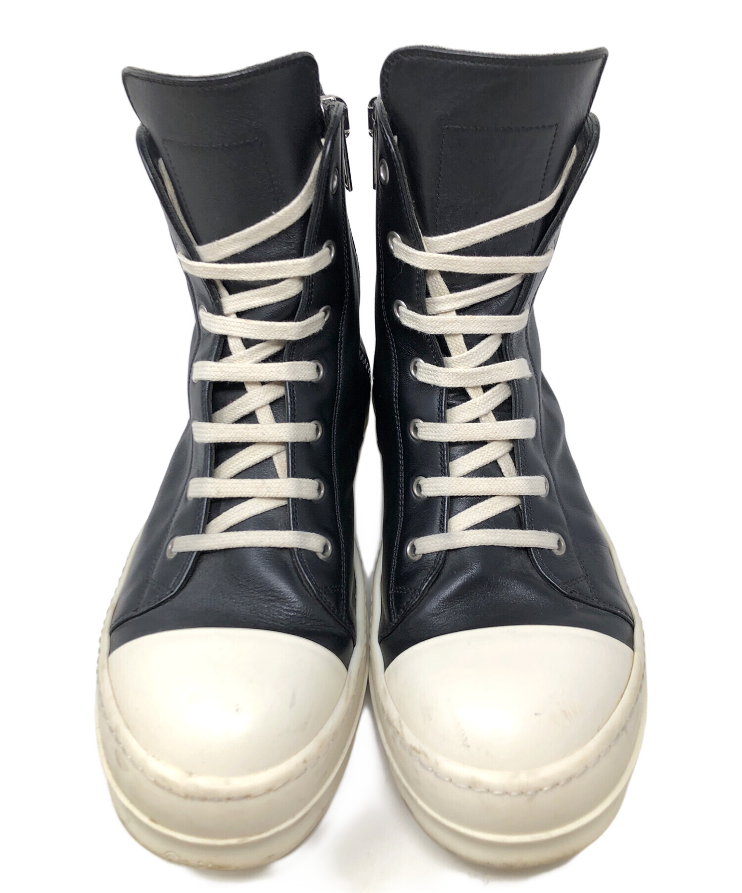 Rick owens 23FWネイビー/ホワイト ハイカットスニーカー 中古・古着通販】RICK OWENS (リックオウエンス) カーフレザー