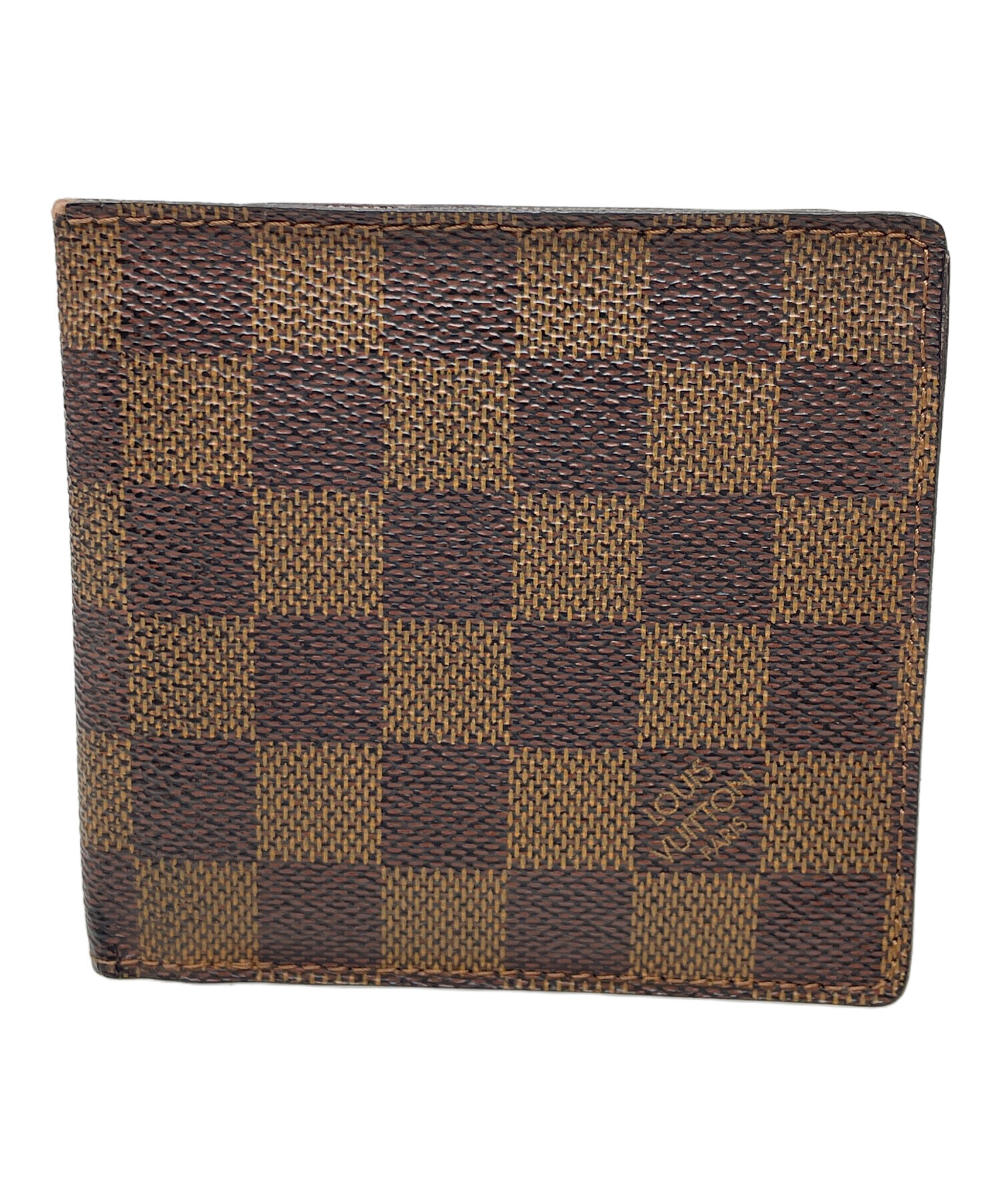 ルイヴィトン ダミエ柄 二つ折り財布 ブラウン 中古・古着通販】LOUIS VUITTON (ルイ ヴィトン) 2つ折り財布 ダミエ
