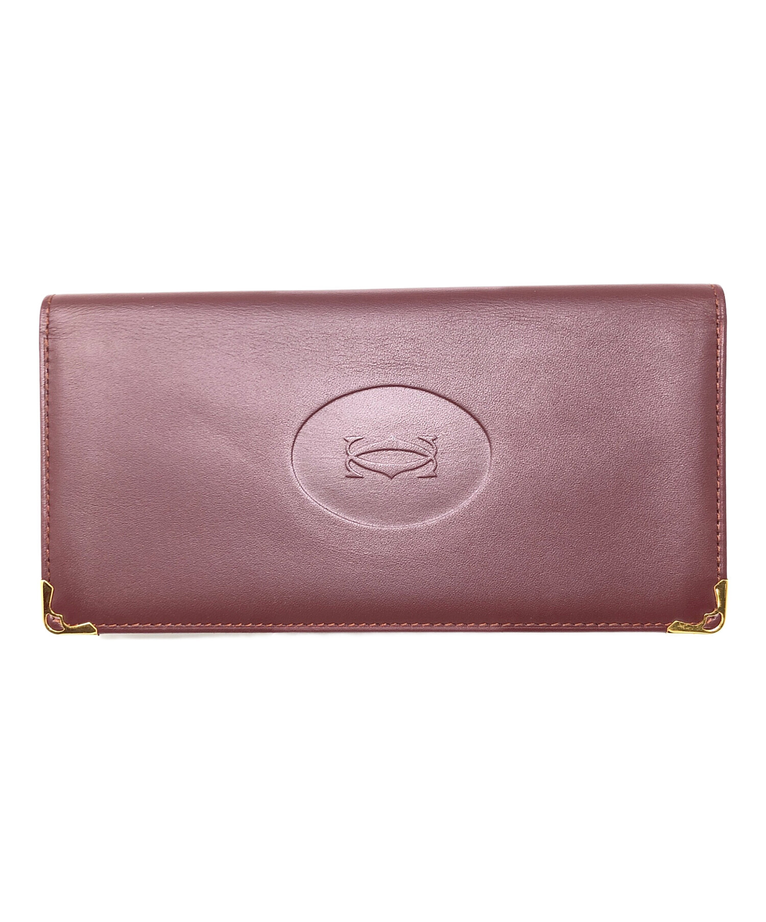 美品 Cartier（カルティエ） 二つ折り長財布 ワインカラー Cartier（カルティエ） レディース 財布 マストライン 二つ折り長財布