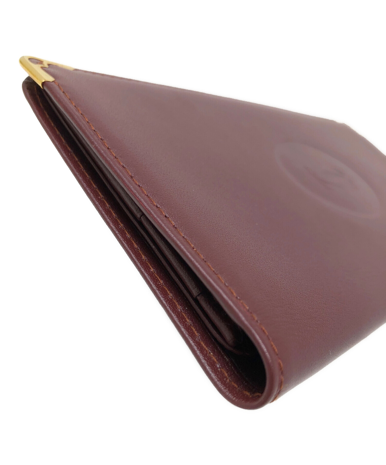 中古・古着通販】Cartier (カルティエ) 長財布 二つ折り札入れ ワイン