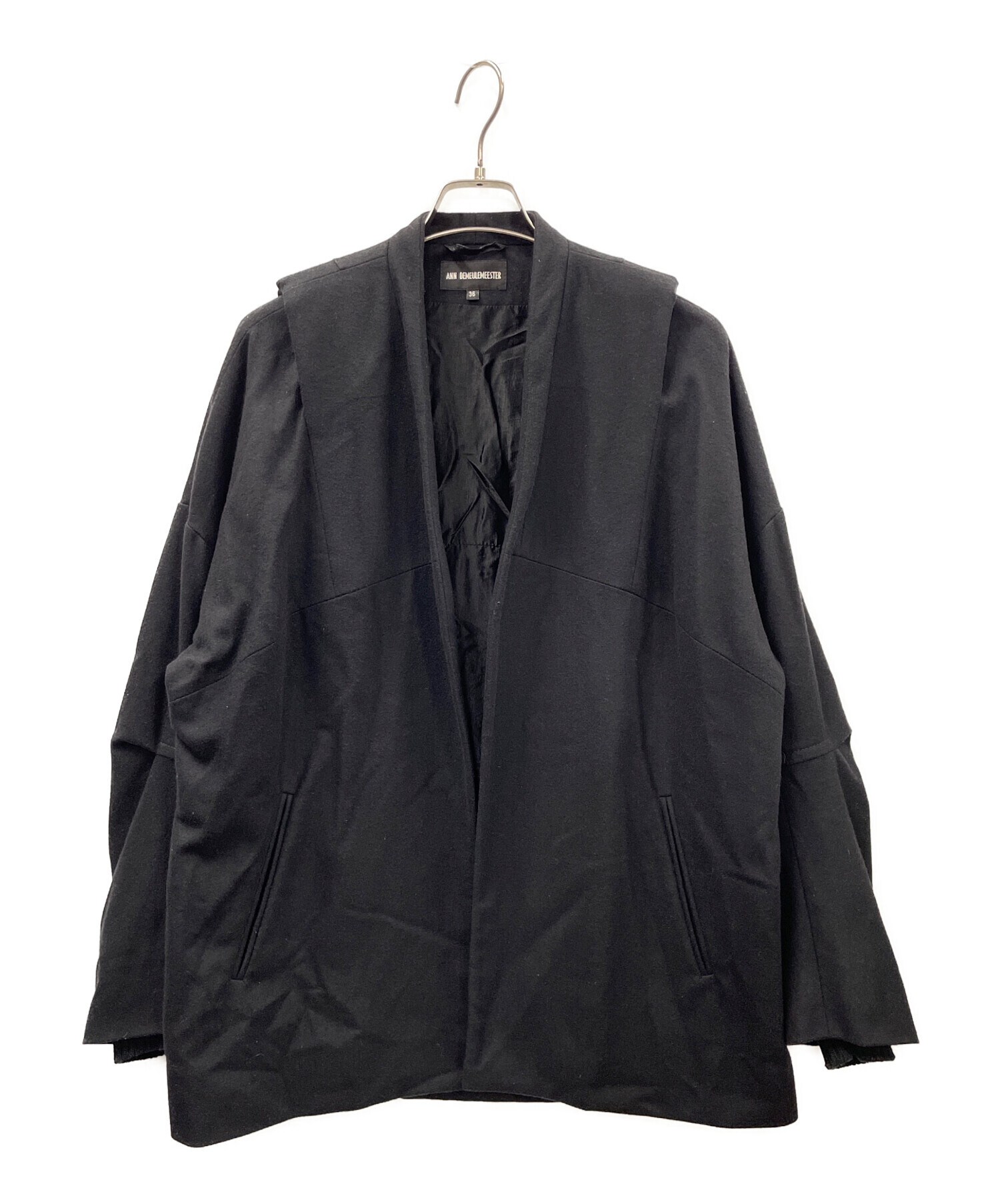 ANN DEMEULEMEESTER テーラードジャケット 36 ブラック 中古・古着通販】ANN DEMEULEMEESTER (アンドゥムルメステール) ウール
