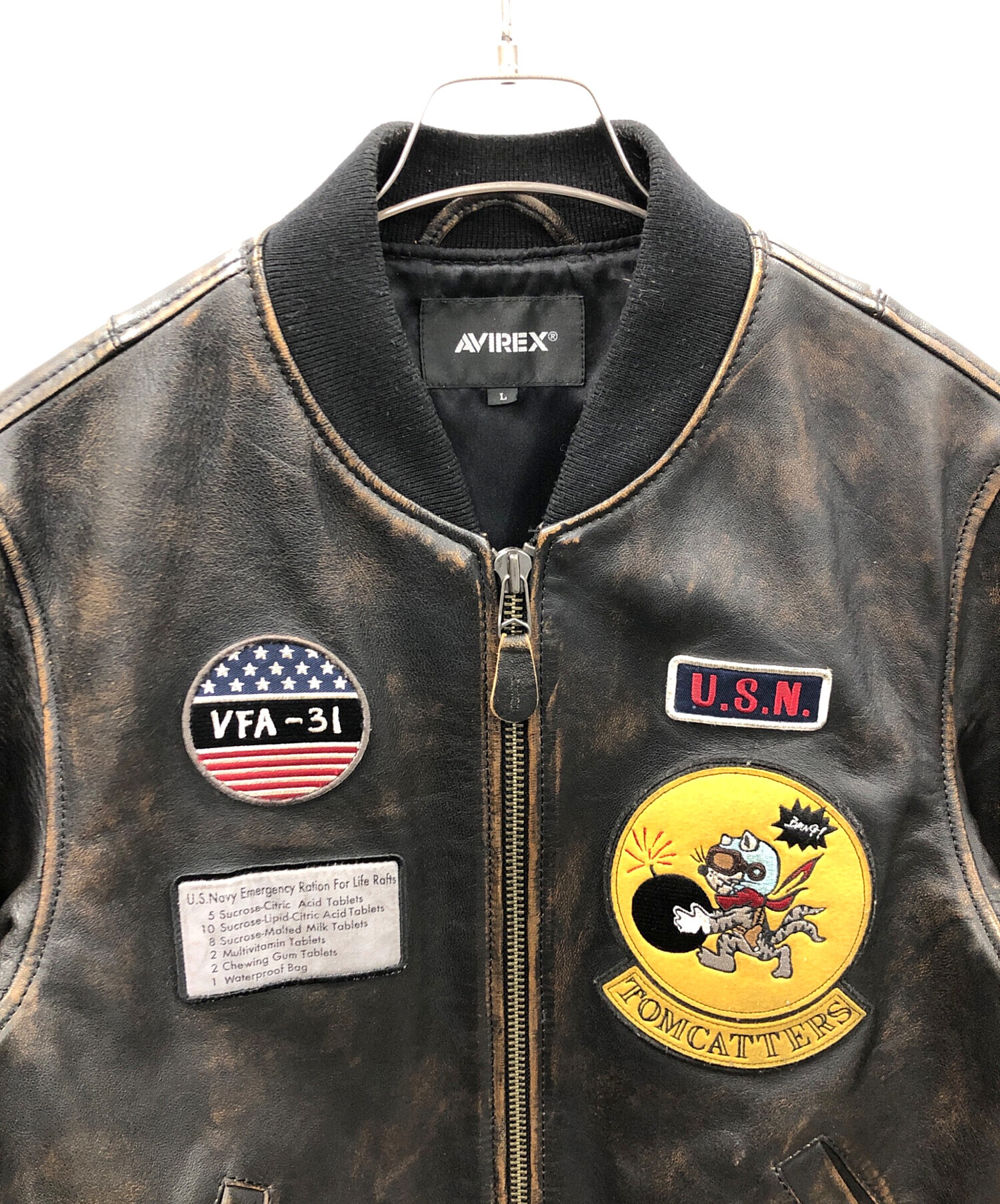 中古・古着通販】AVIREX (アヴィレックス) レザーブルゾン ブラック