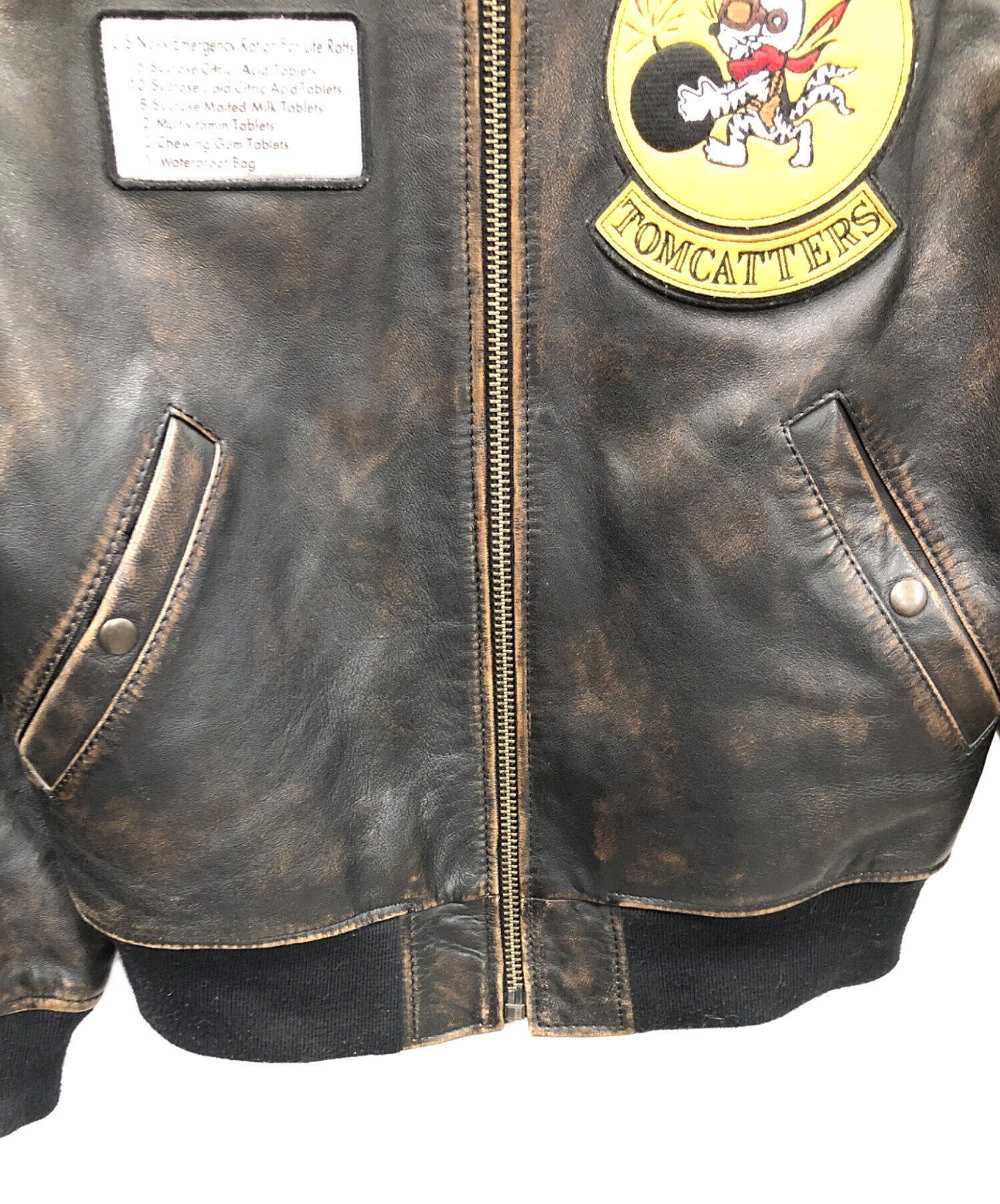 中古・古着通販】AVIREX (アヴィレックス) レザーブルゾン ブラック 中古・古着通販】AVIREX (アヴィレックス) レザーブルゾン ブラック