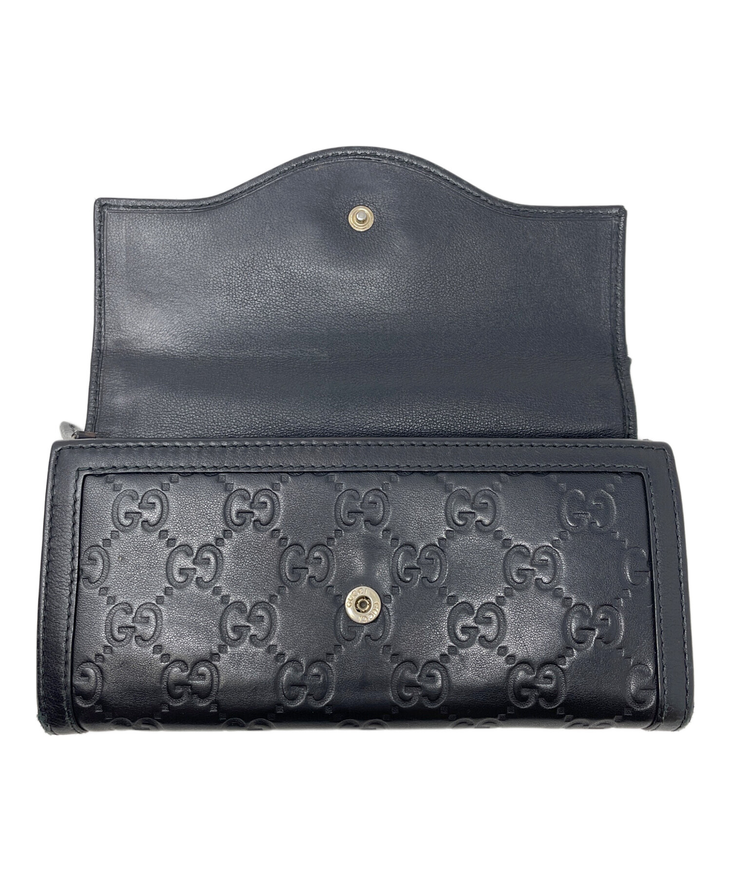 中古・古着通販】GUCCI (グッチ) 長財布 インターロッキング ブラック