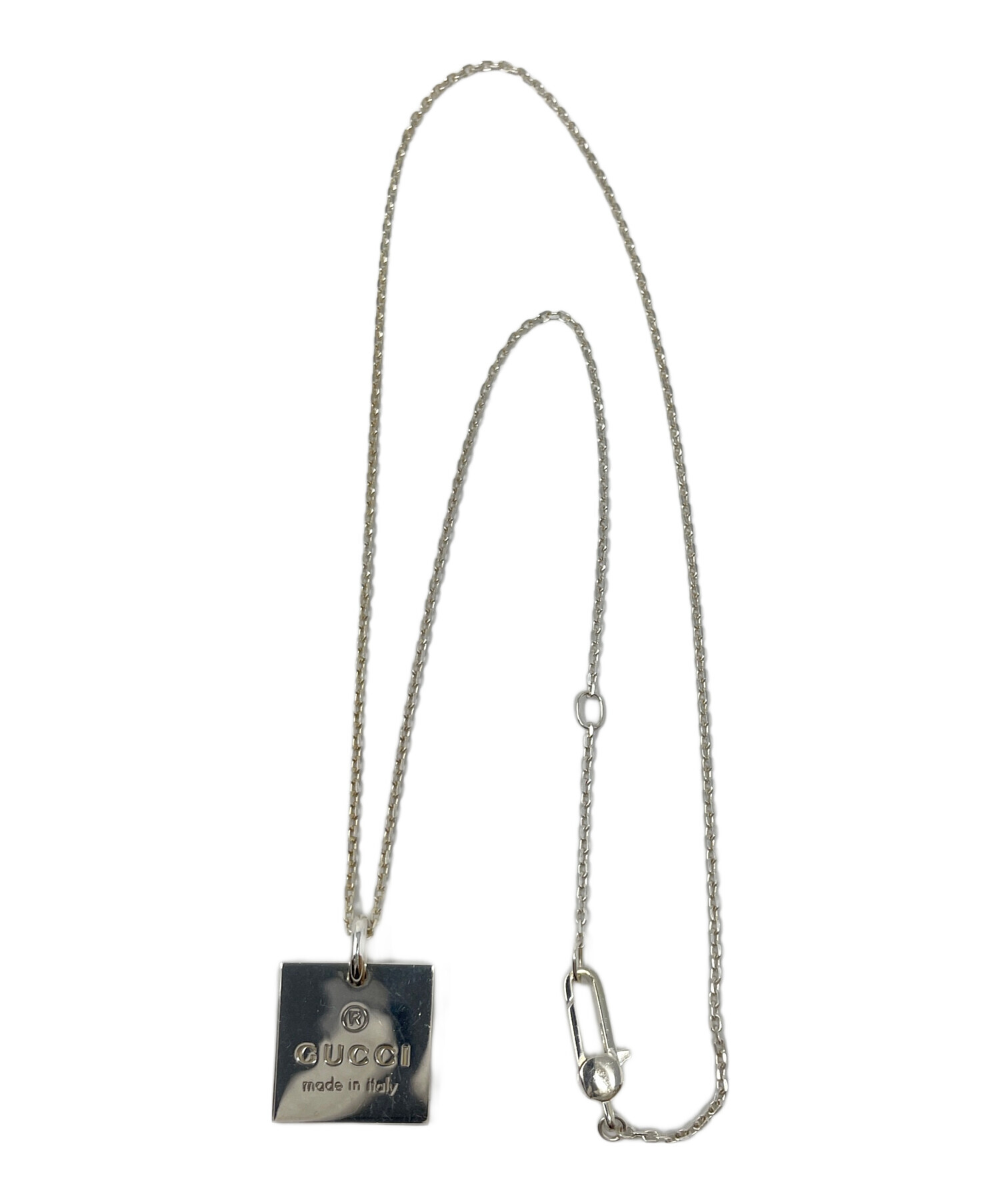 中古・古着通販】GUCCI (グッチ) プレートネックレス サイズ:実寸 中古・古着通販】GUCCI (グッチ) プレートネックレス サイズ:実寸