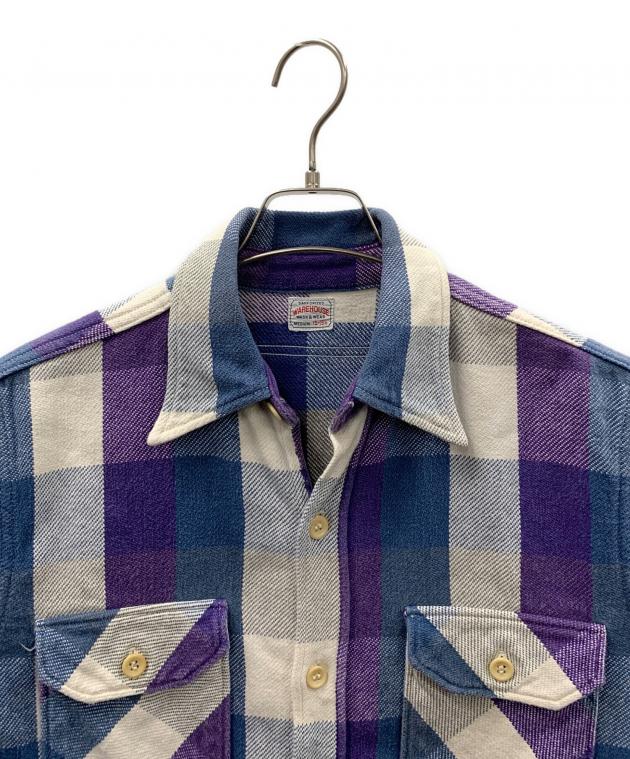 WAREHOUSE HEAVY FLANNEL SHIRT 好配色 マチ付き 中古・古着通販】WAREHOUSE (ウエアハウス) フランネルシャツ ブルー