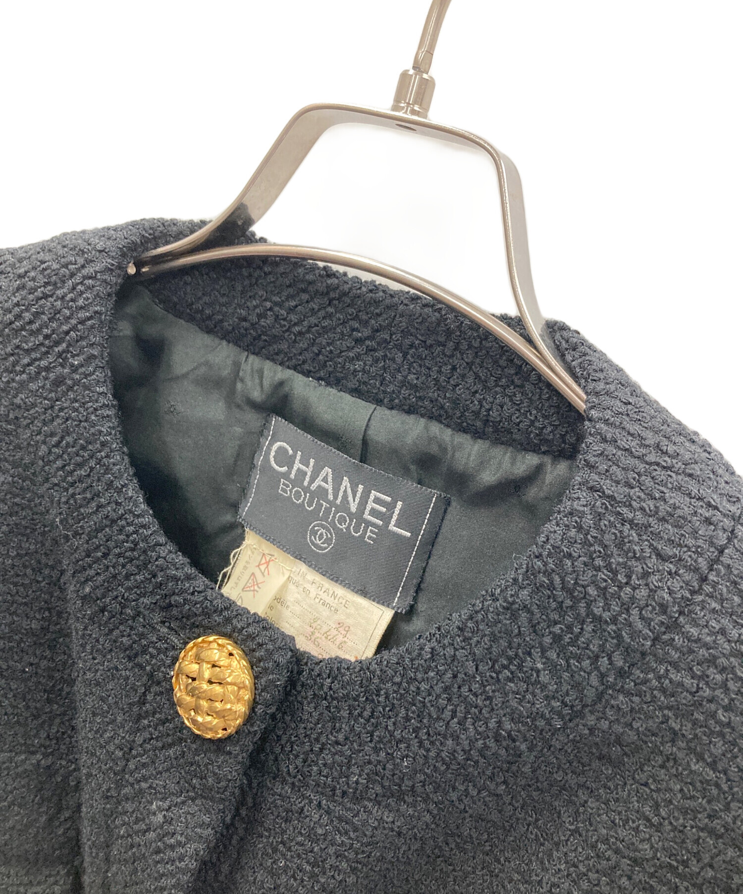 中古・古着通販】CHANEL (シャネル) ノーカラージャケット ブラック