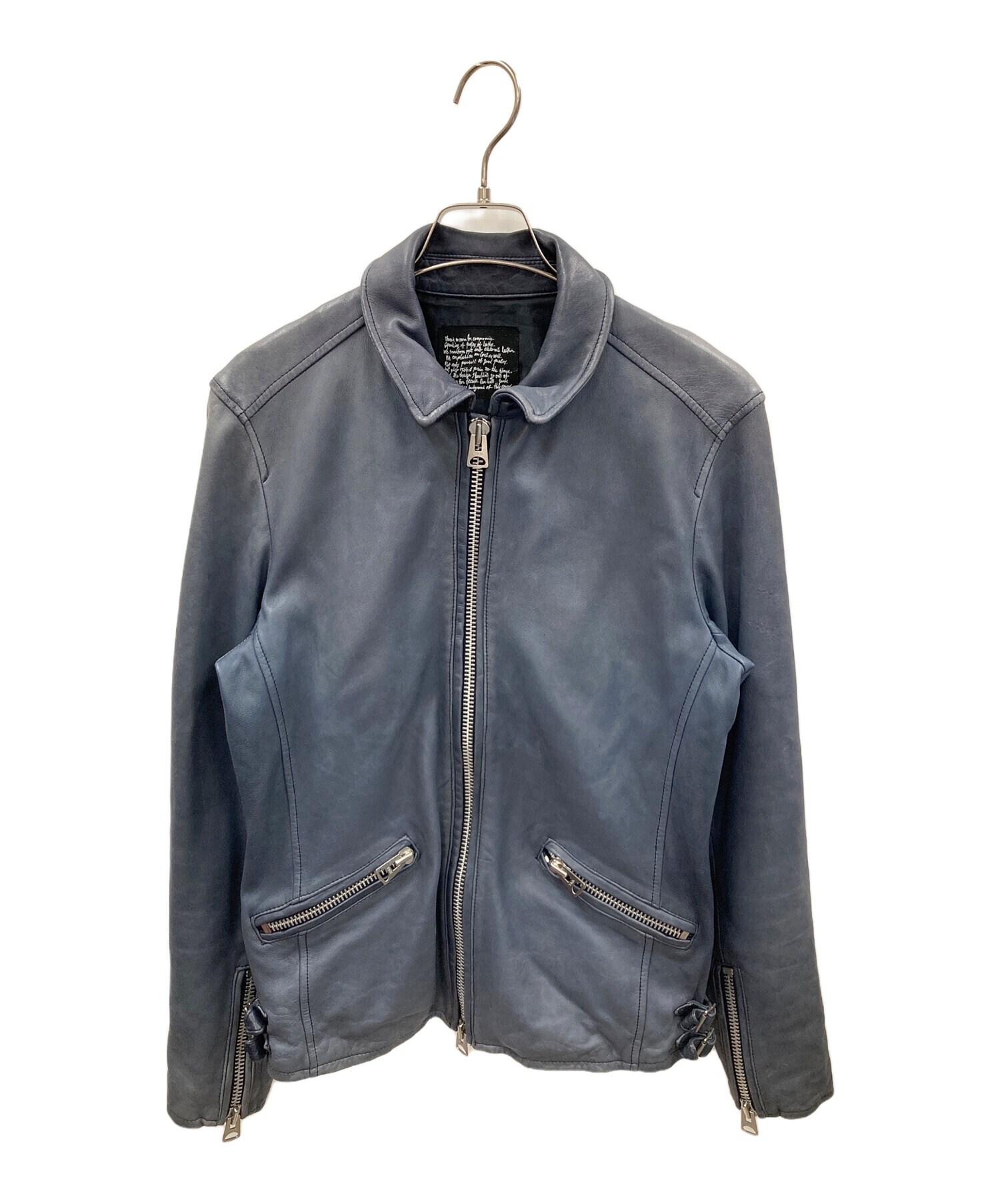ナノユニバース　ネイビー　 レザー ライダース　ジャケット 中古・古着通販】nano・universe (ナノ・ユニバース) レザーシングル