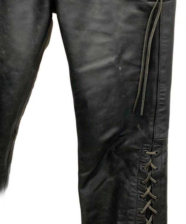 中古・古着通販】KADOYA (カドヤ) レザーパンツ ブラック サイズ:実寸