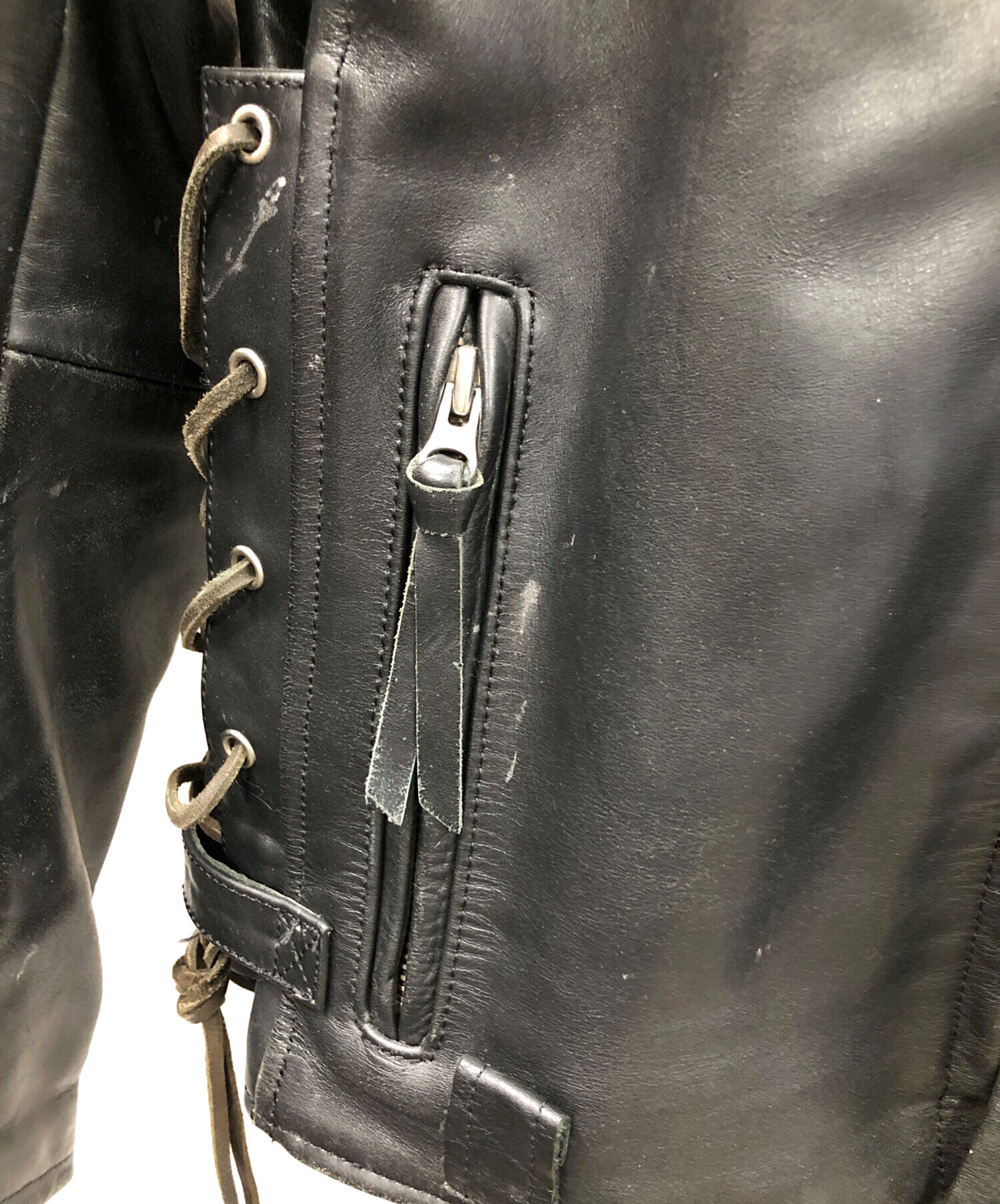 中古・古着通販】KADOYA (カドヤ) レザージャケット ブラック サイズ:L