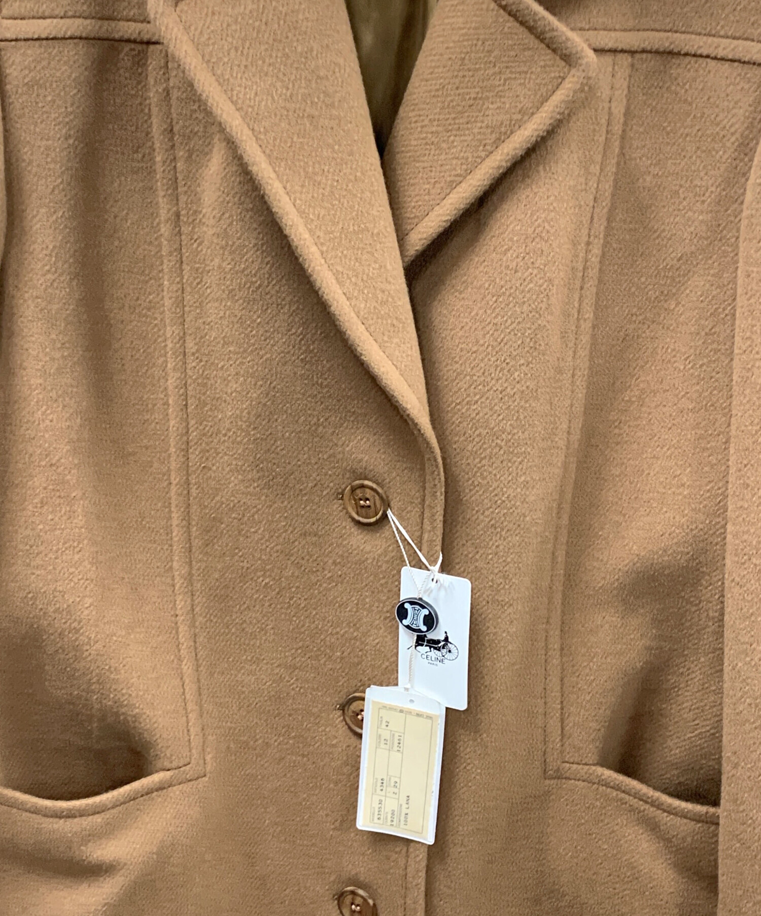 中古・古着通販】CELINE (セリーヌ) ウールコート ライトブラウン