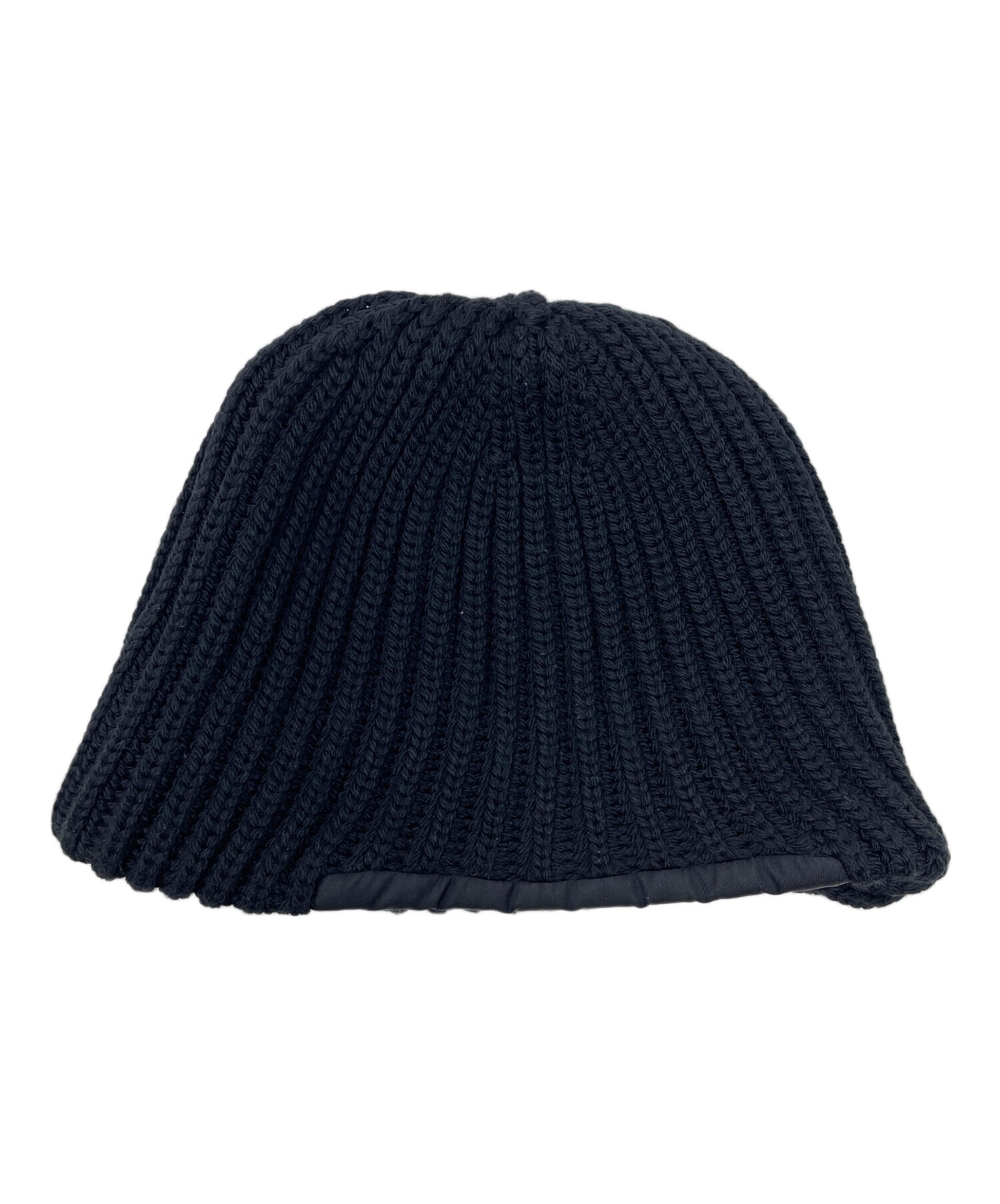 PRADA ダークブルー ニット帽 中古・古着通販】PRADA (プラダ) ロゴプレート ニット帽 Re-Nylon