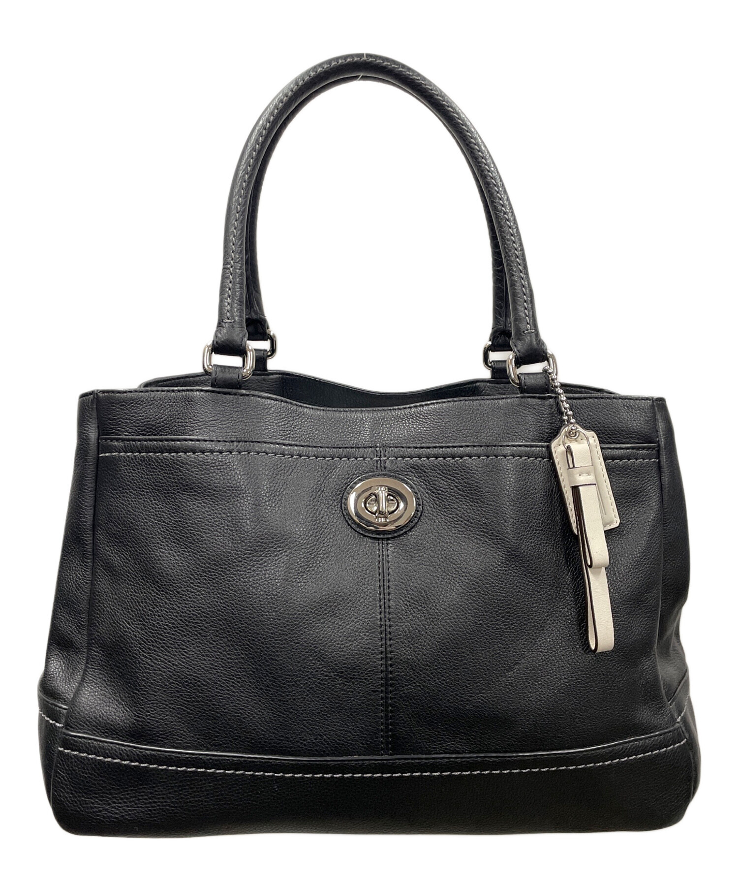中古・古着通販】COACH (コーチ) レザートートバッグ ブラック サイズ